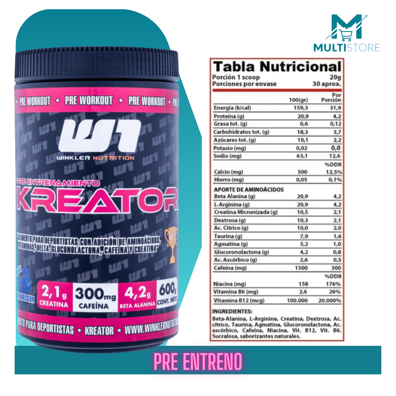 Pre Entreno Kreator 600 Grs 30 Serv Winkler Psycho Lemonade Psycho Lemonade-5