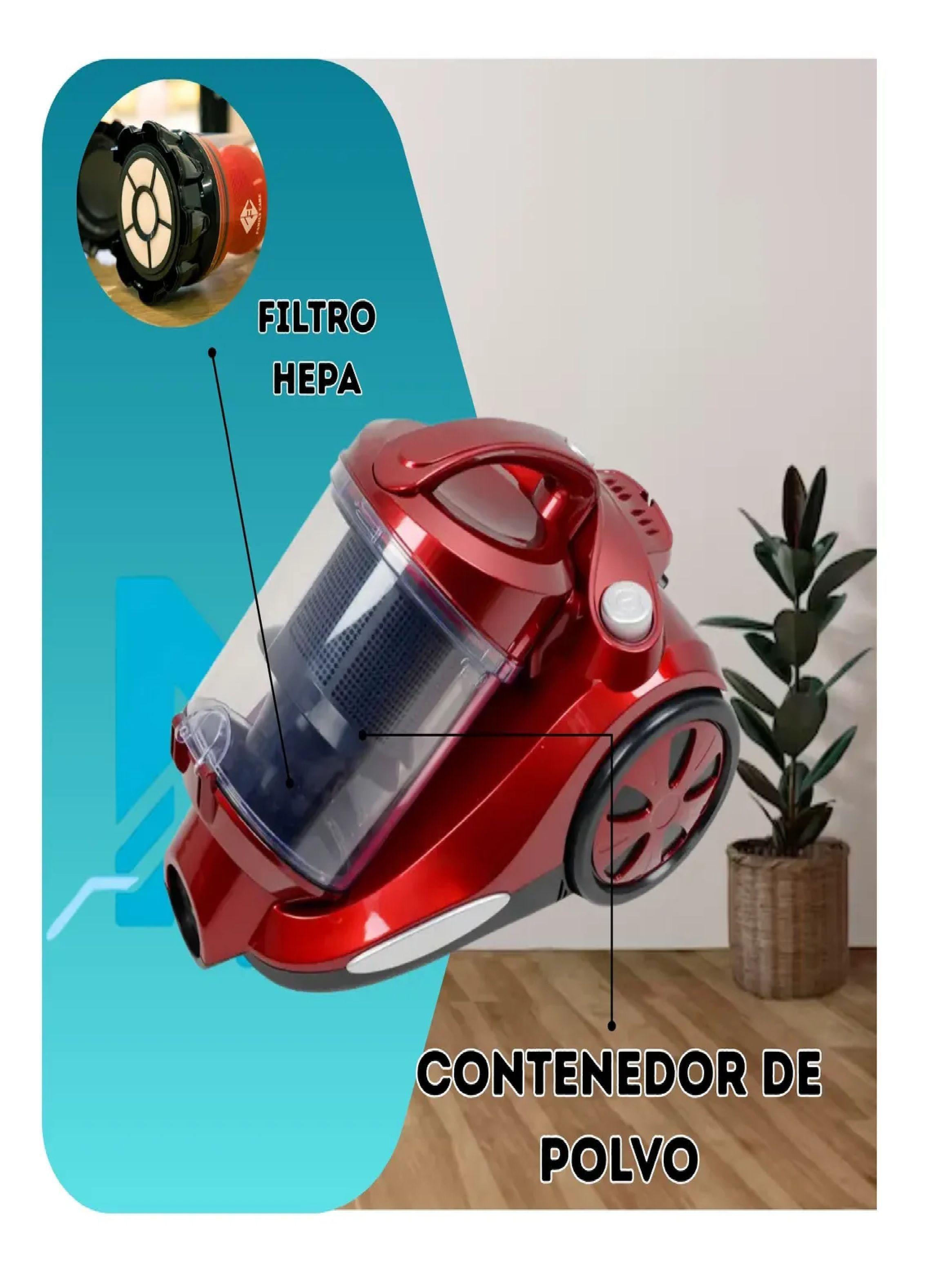 Aspiradora Ciclonica Sin Bolsa Rojo Hogar Arrastre 2000w-4