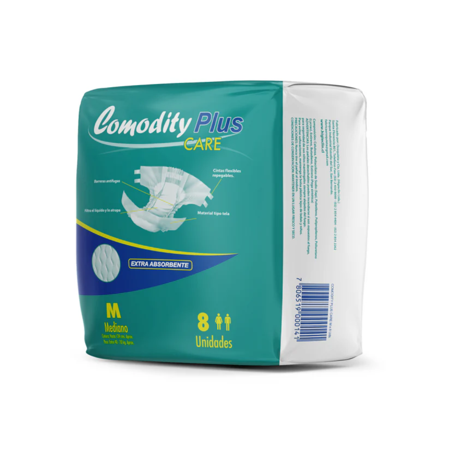 Pañal Adulto Higieclin Plus Care  X8 Con Aloe Vera -3