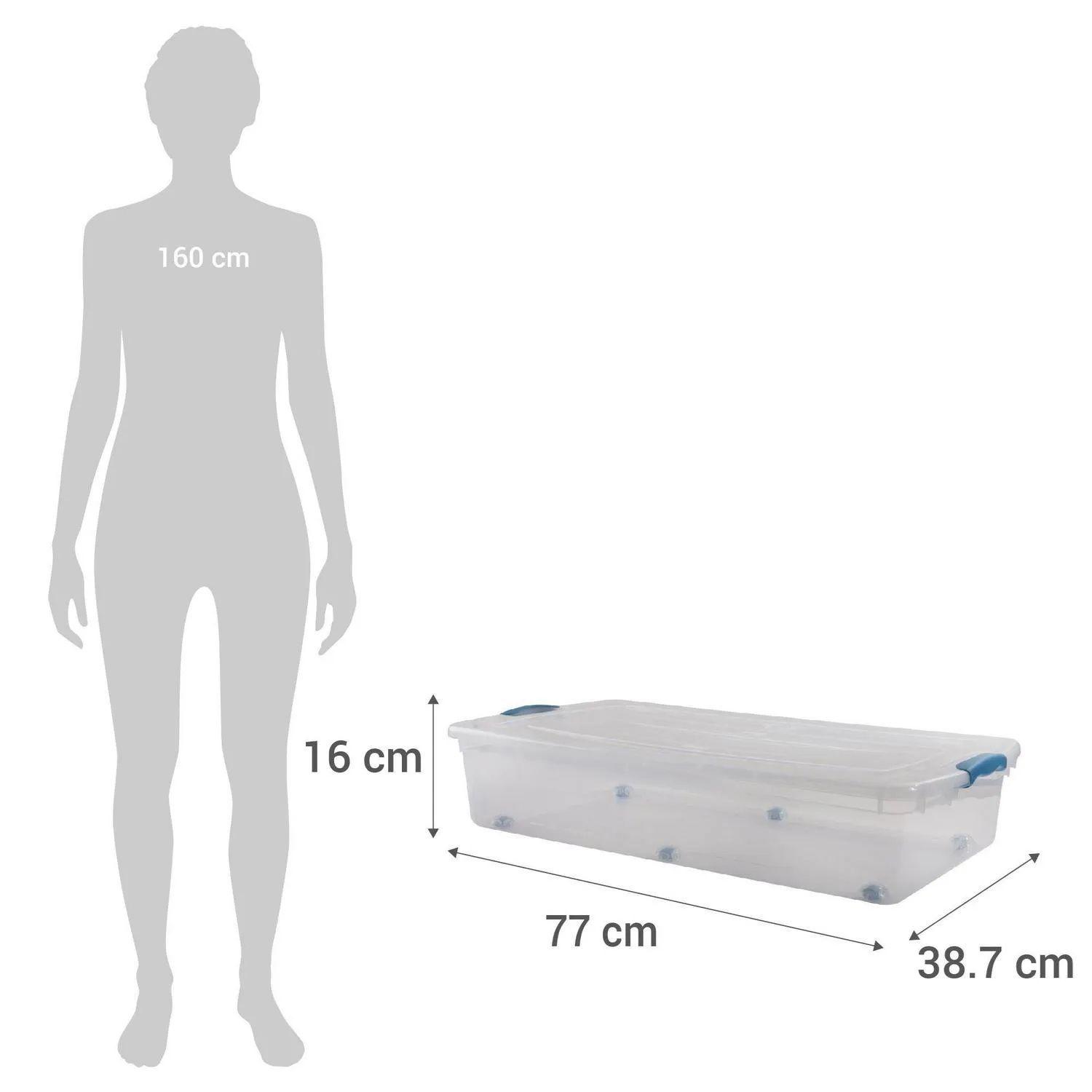 Caja Organizadora Bajo Cama 36l Con Ruedas Wenco 10 Unidades Transparente Lisa-3