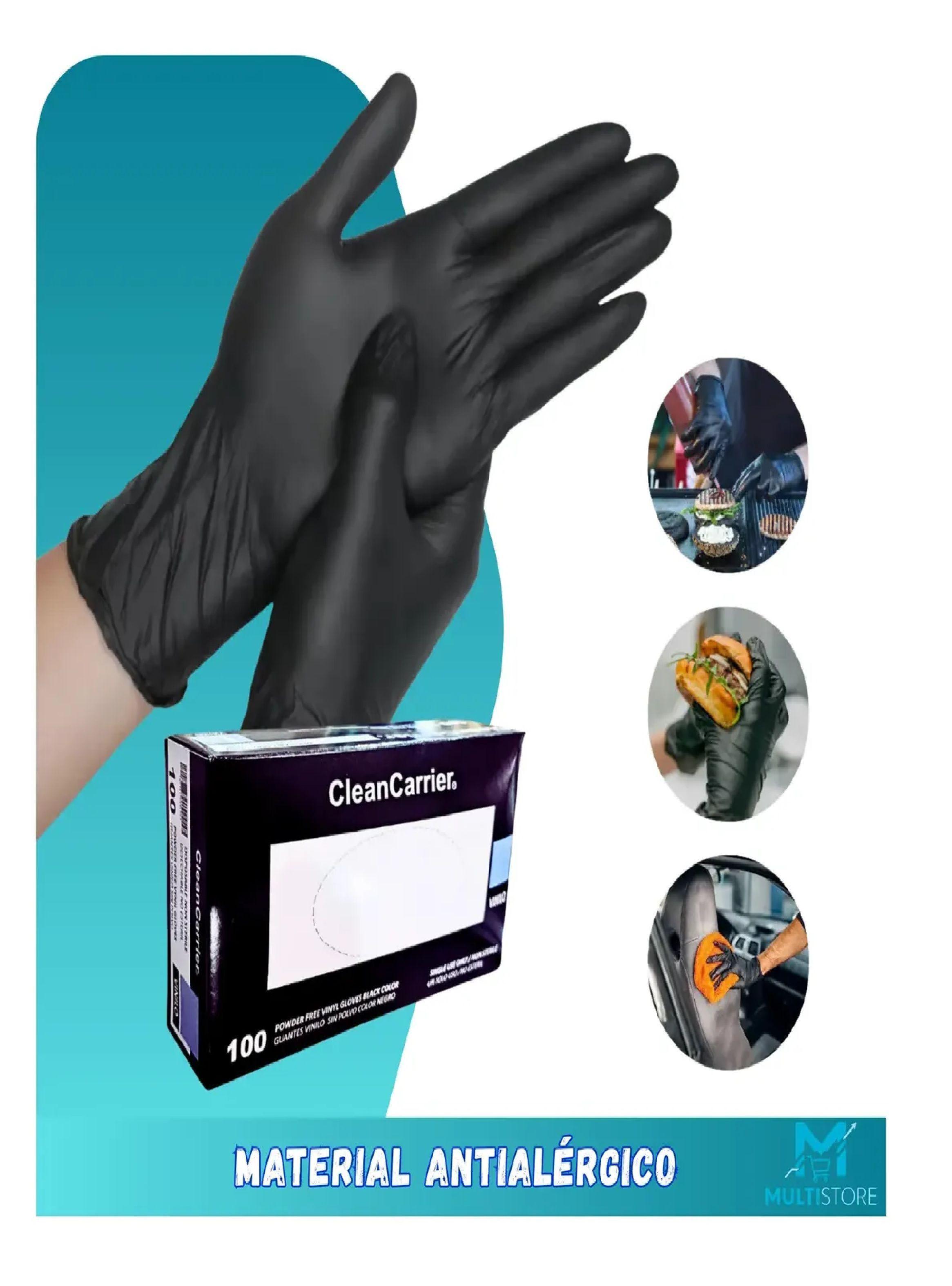 Pack x1000 Guantes De Vinilo Negro Cleancarrier Bioseguridad Talla L-5