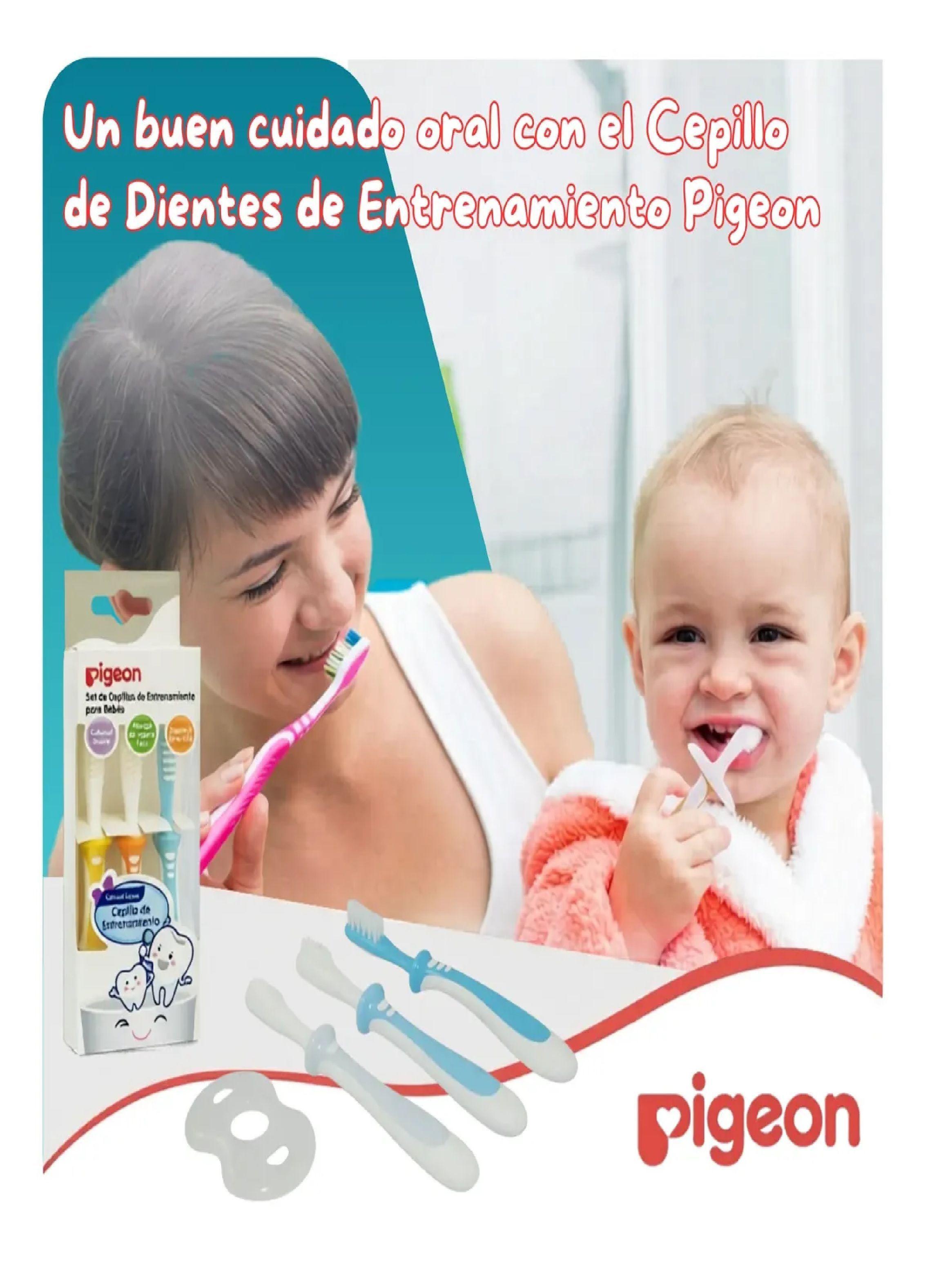 Set De Cepillos Dentales Aprendizaje Pigeon 3 Etapas Bebe Azul-3