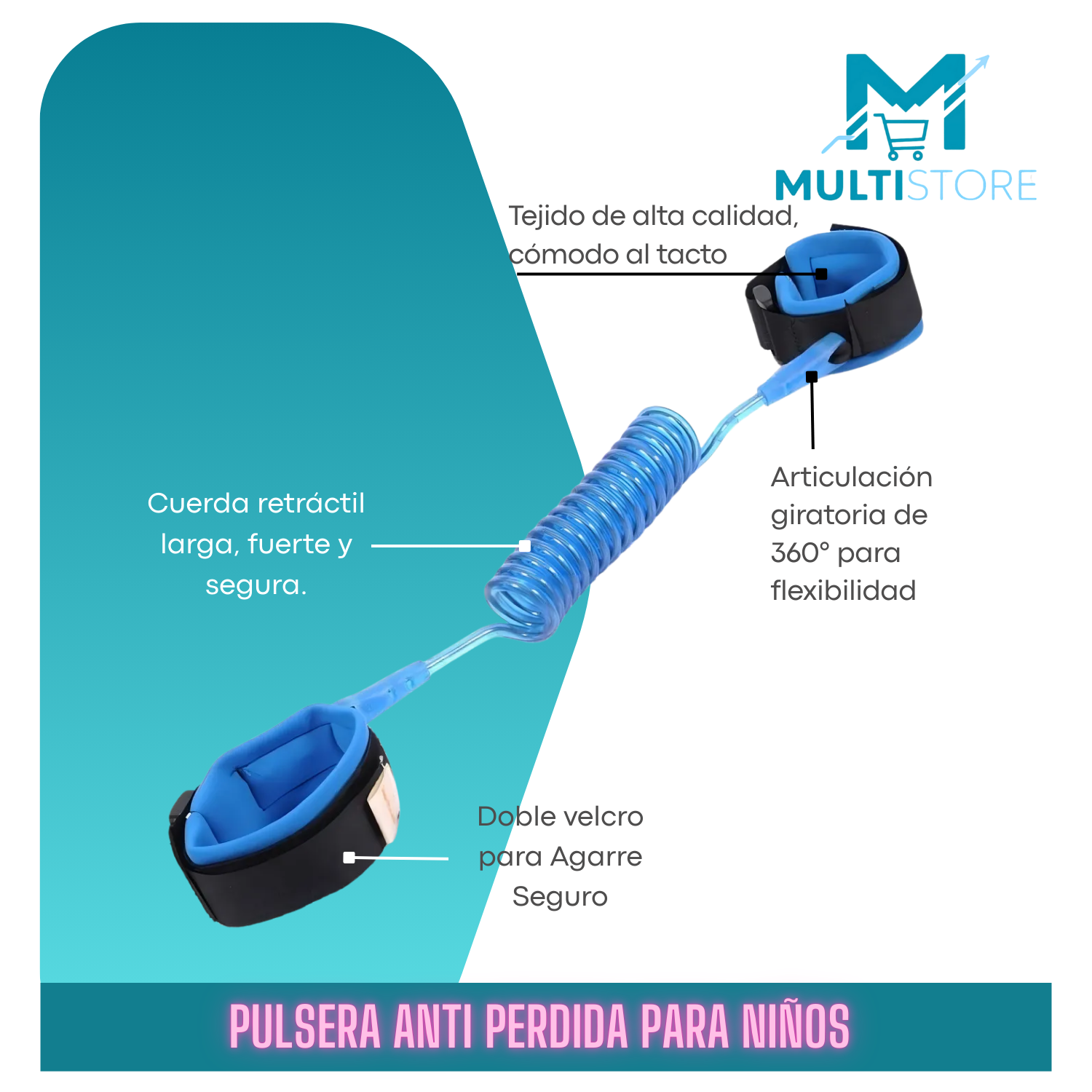 Cinta Pulsera Arnés Anti-pérdida Para Niños (1.5m) Seguridad-2