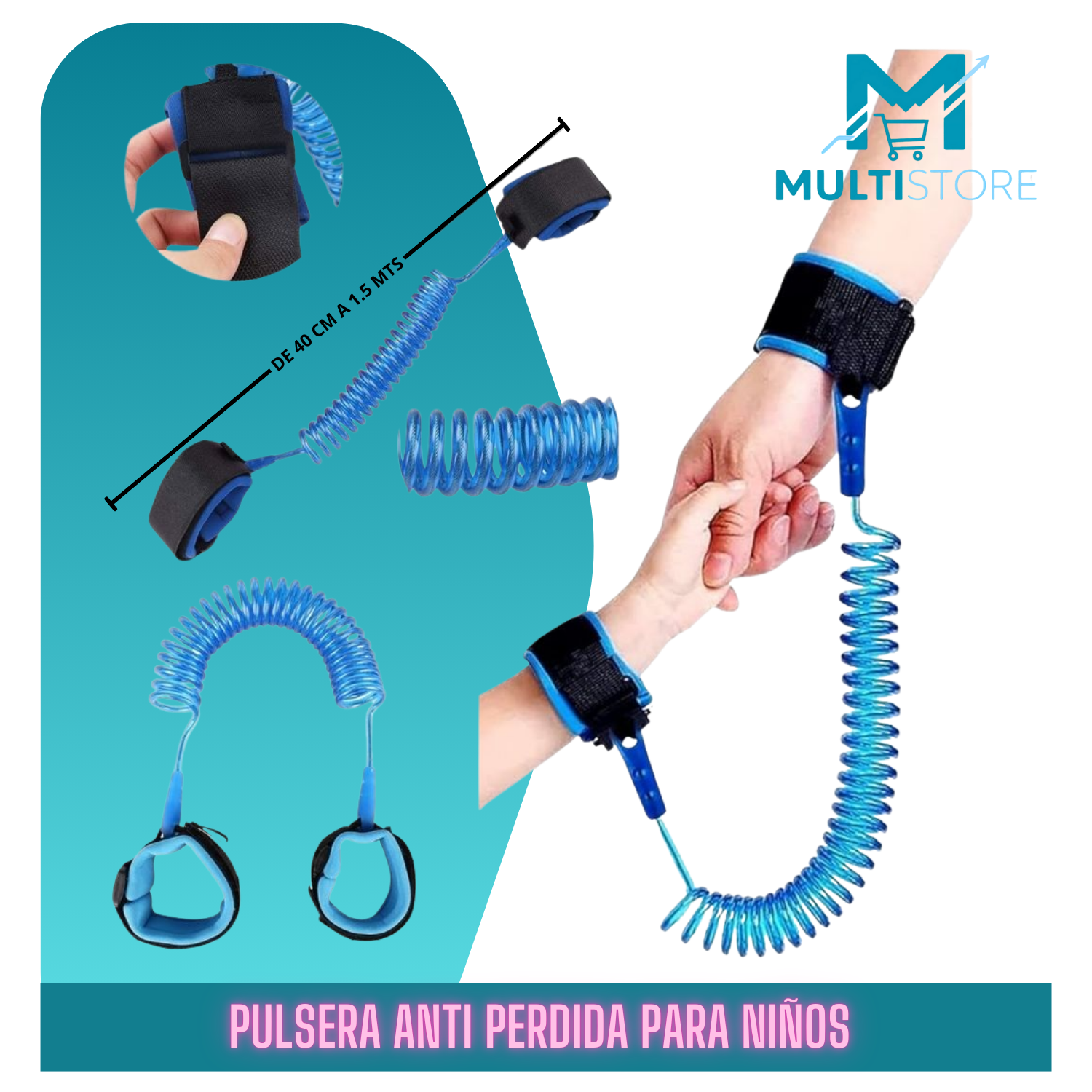 Cinta Pulsera Arnés Anti-pérdida Para Niños (1.5m) Seguridad-3