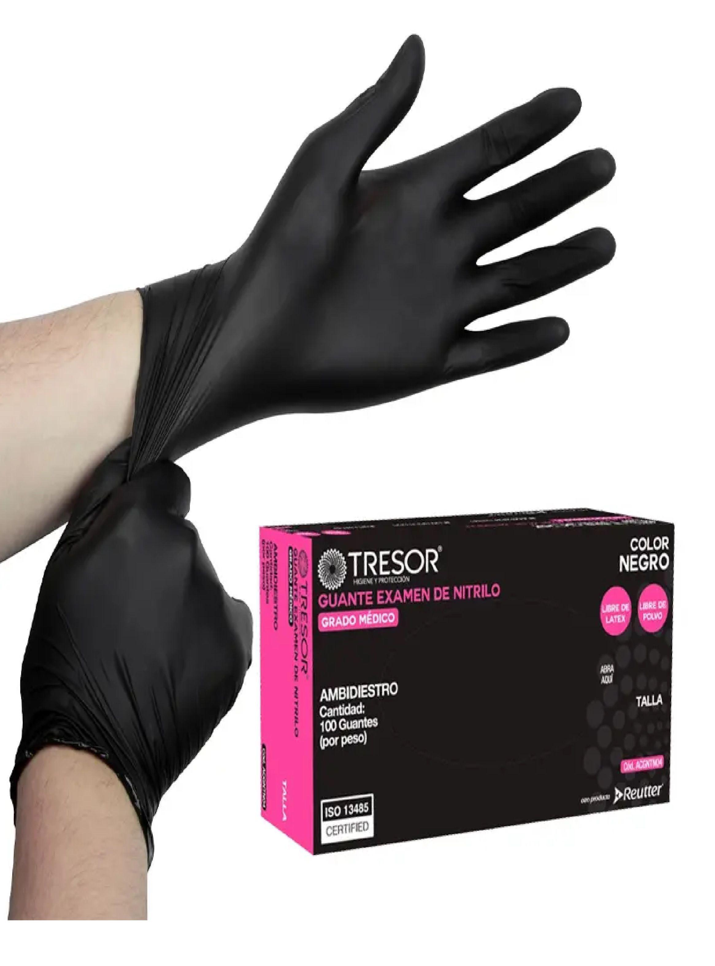 Guante Nitrilo Negro Descartable Tresor Talla S 100 Unidades-2