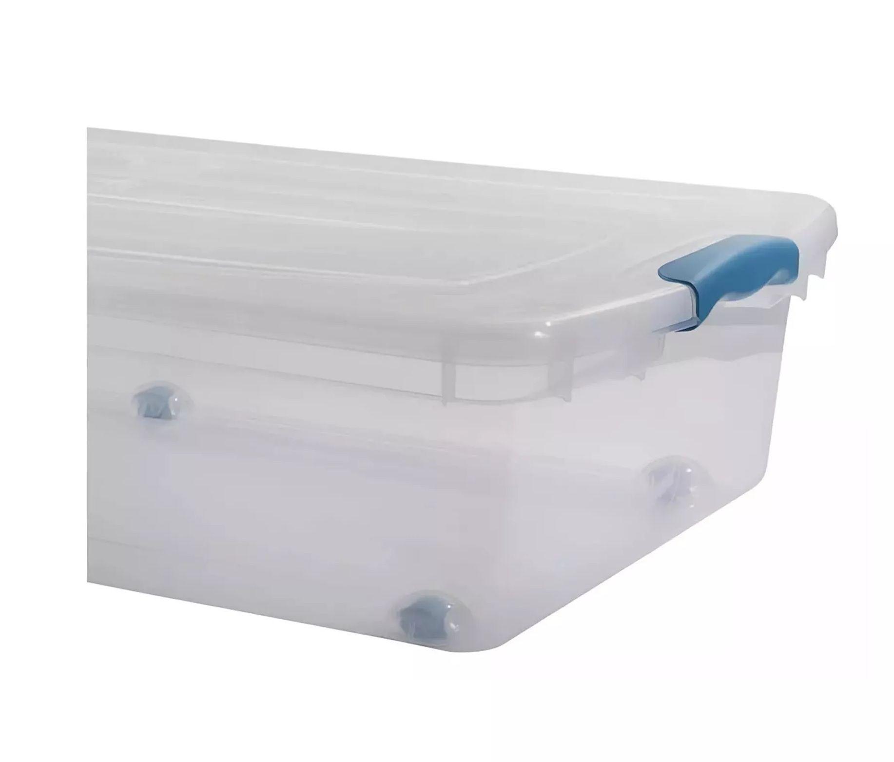 Caja Organizadora Bajo Cama 36 Litros Con Ruedas 2 Unidades Transparente Liso-4
