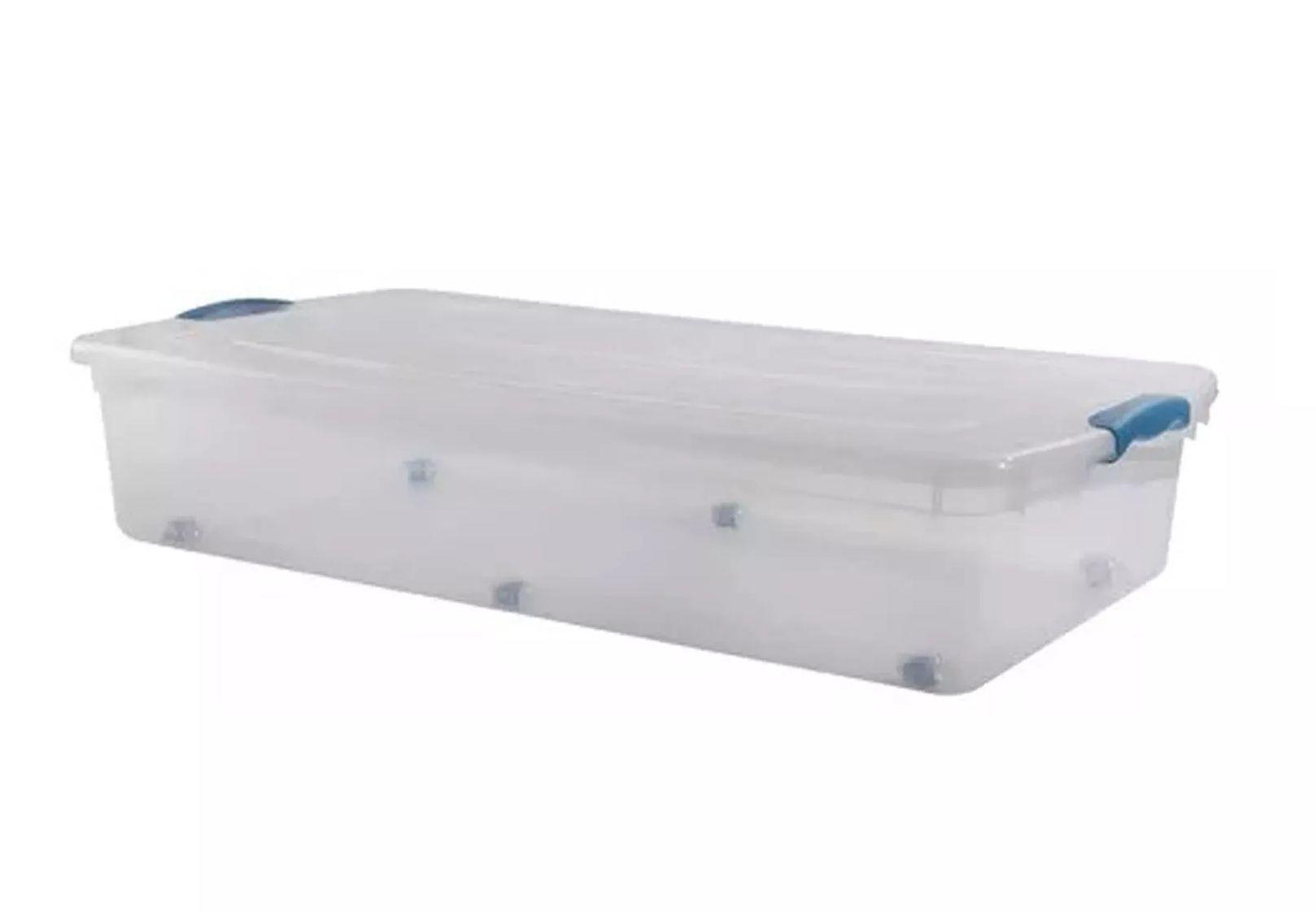 Caja Organizadora Bajo Cama 36 Litros Con Ruedas 2 Unidades Transparente Liso-5