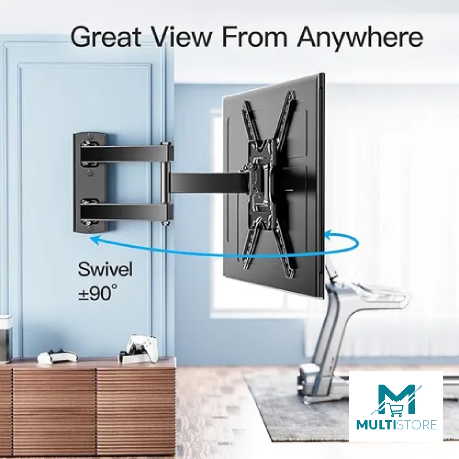 Soporte Brazo Articulado Tv 23-55 Led Al Muro + Cable Hdmi Negro-4