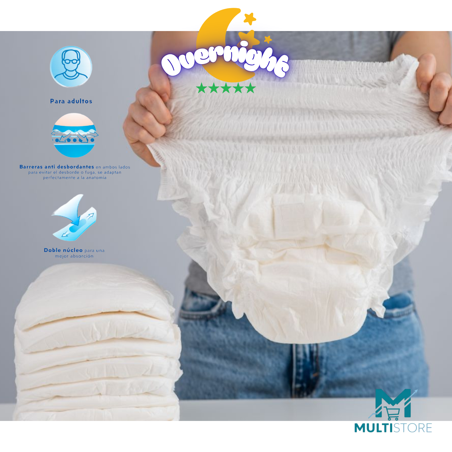 Pañal Adulto Tipo Pants Nocturno Overnight Máxima Absorcion Grande-4