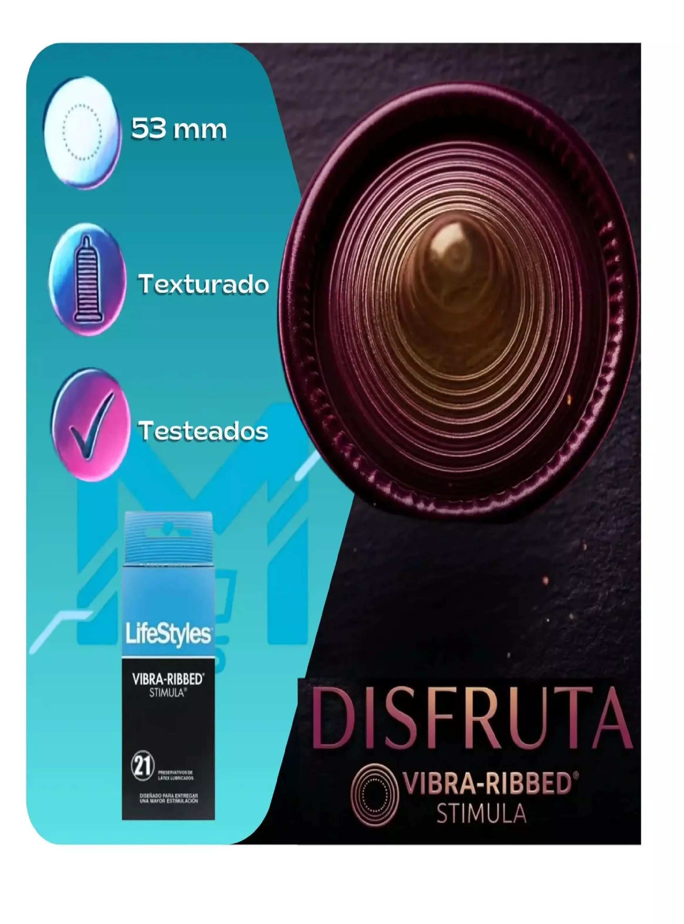 Pack 6 Cajas Preservativo Stimula Vibra ribbed 126 Condones-3