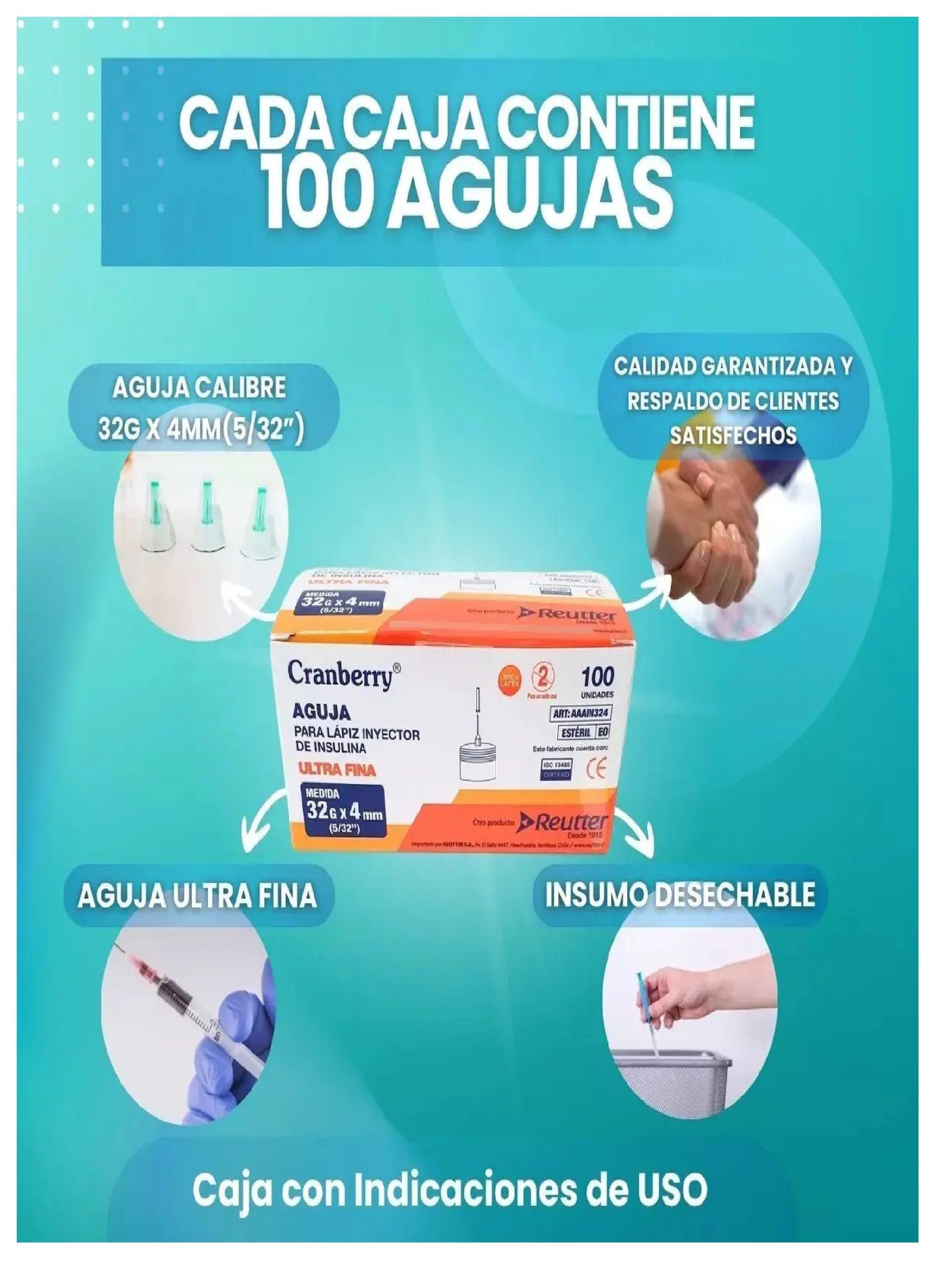 Aguja Lapiz Insulina 32g X 4mm Ultra Fina Caja 100 Unidades-3