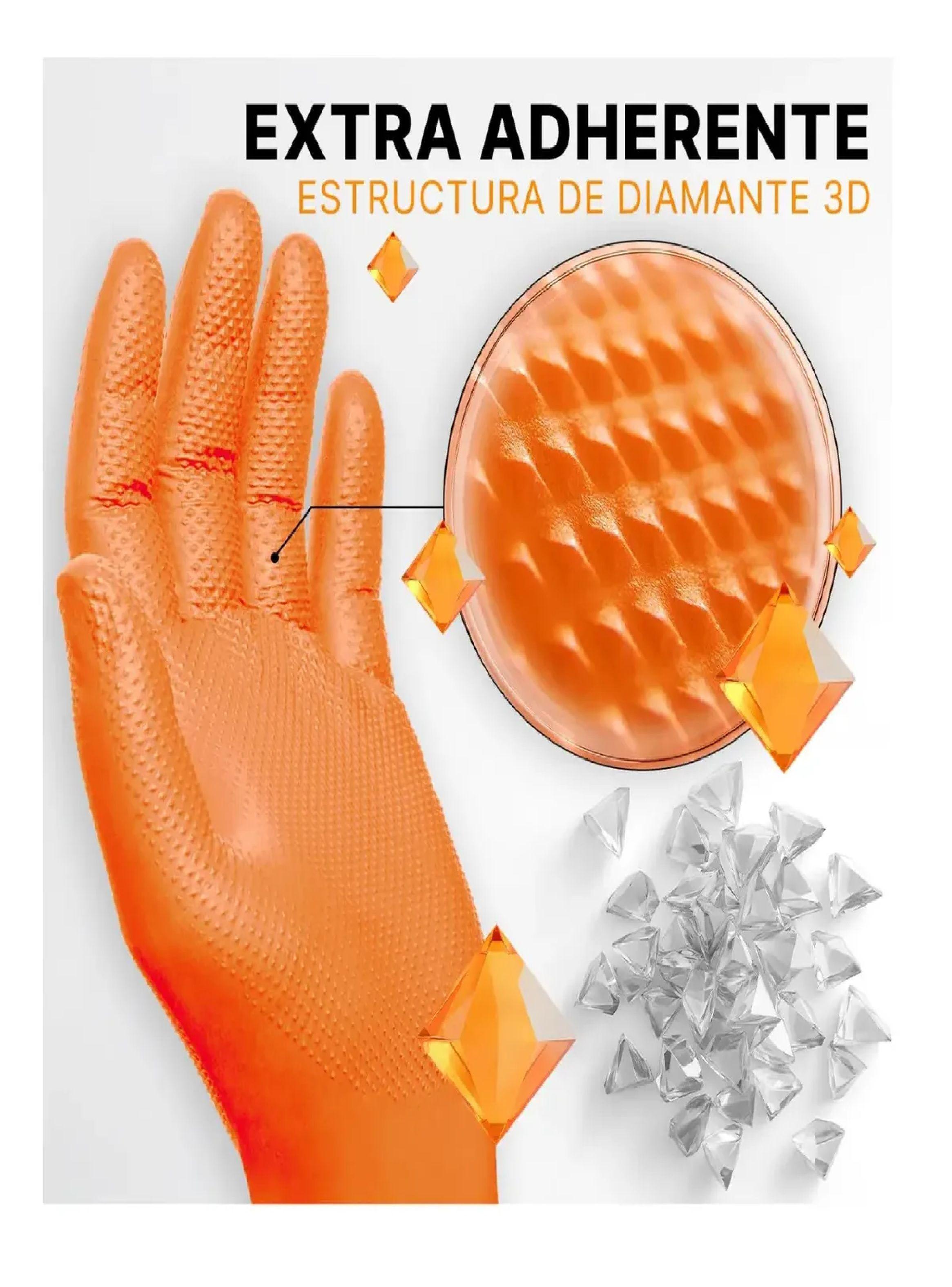 Guantes Nitrilo Naranjo Diamantado 8 5 Grs Pro L X250unds-3
