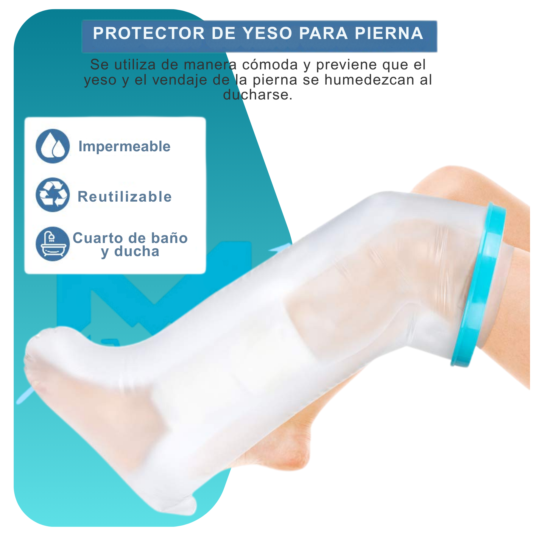 Protector Funda De Yeso Impermeable Pierna Completa Adulto-3