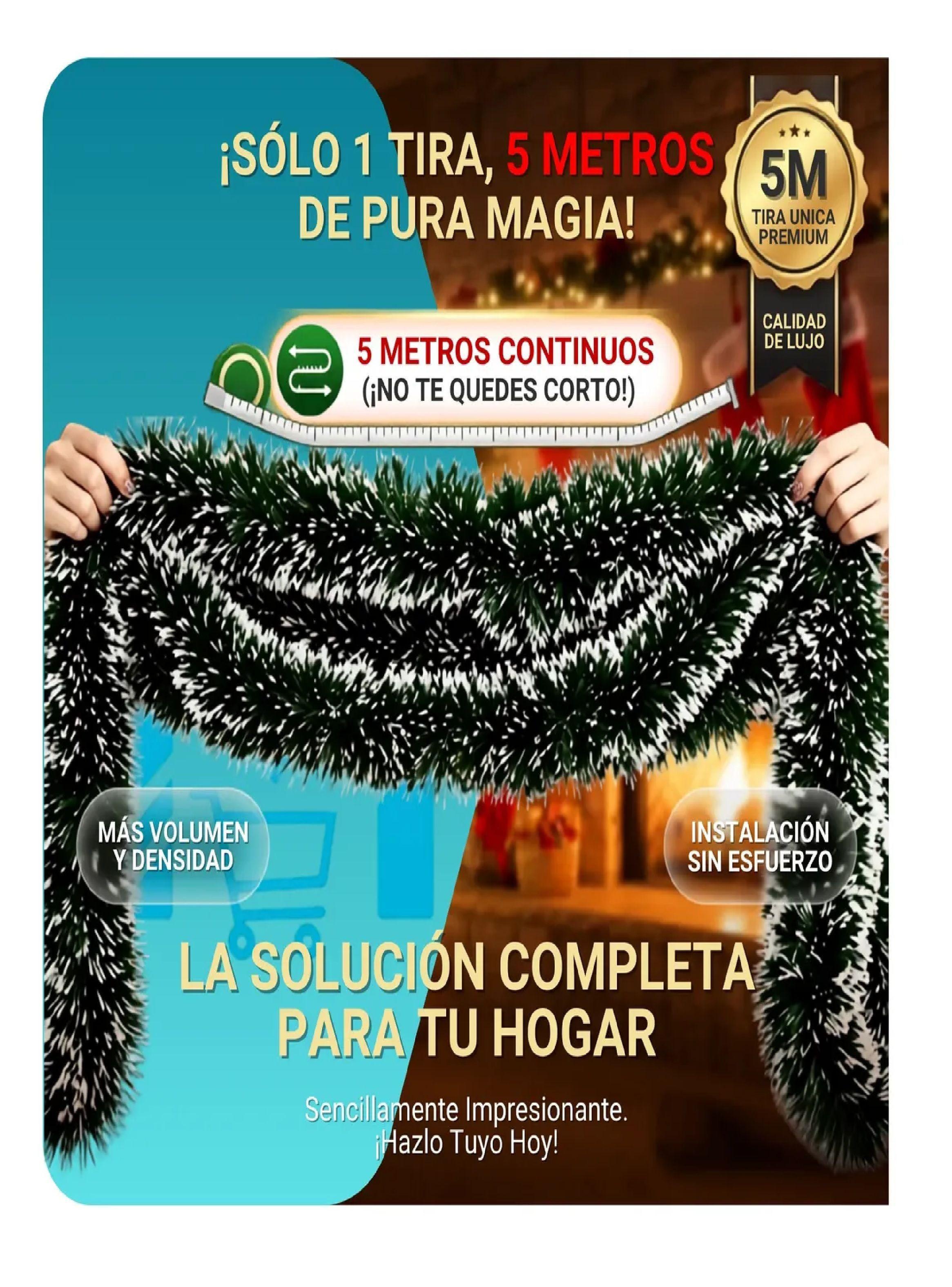 Guirnalda Espumillon Navide o Verde 5 Mts Decoracion Pack X6 Nevado-7