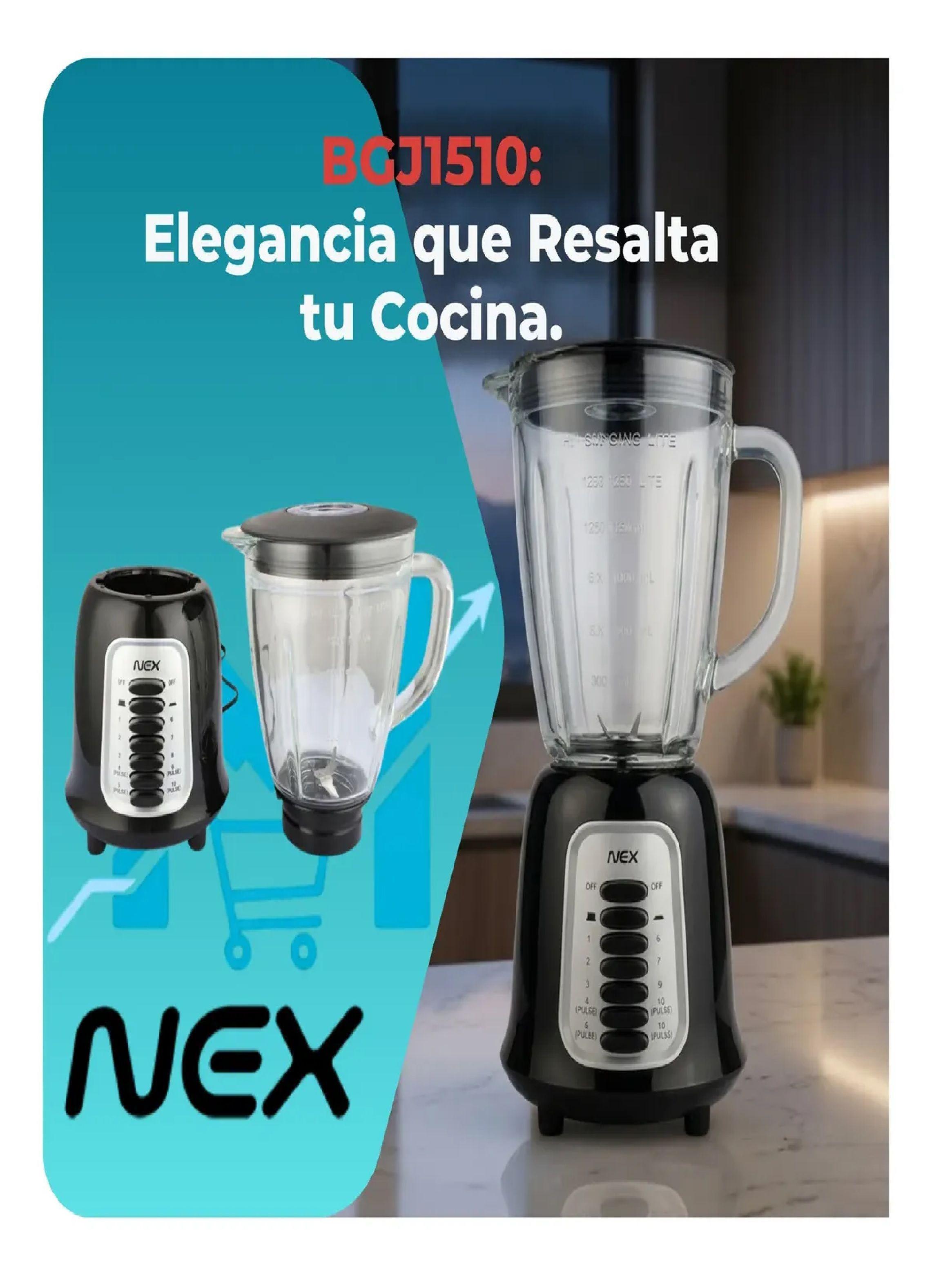 Licuadora Nex Jarra De Vidrio 1 5 Litros 400w 10 Velocidades-1