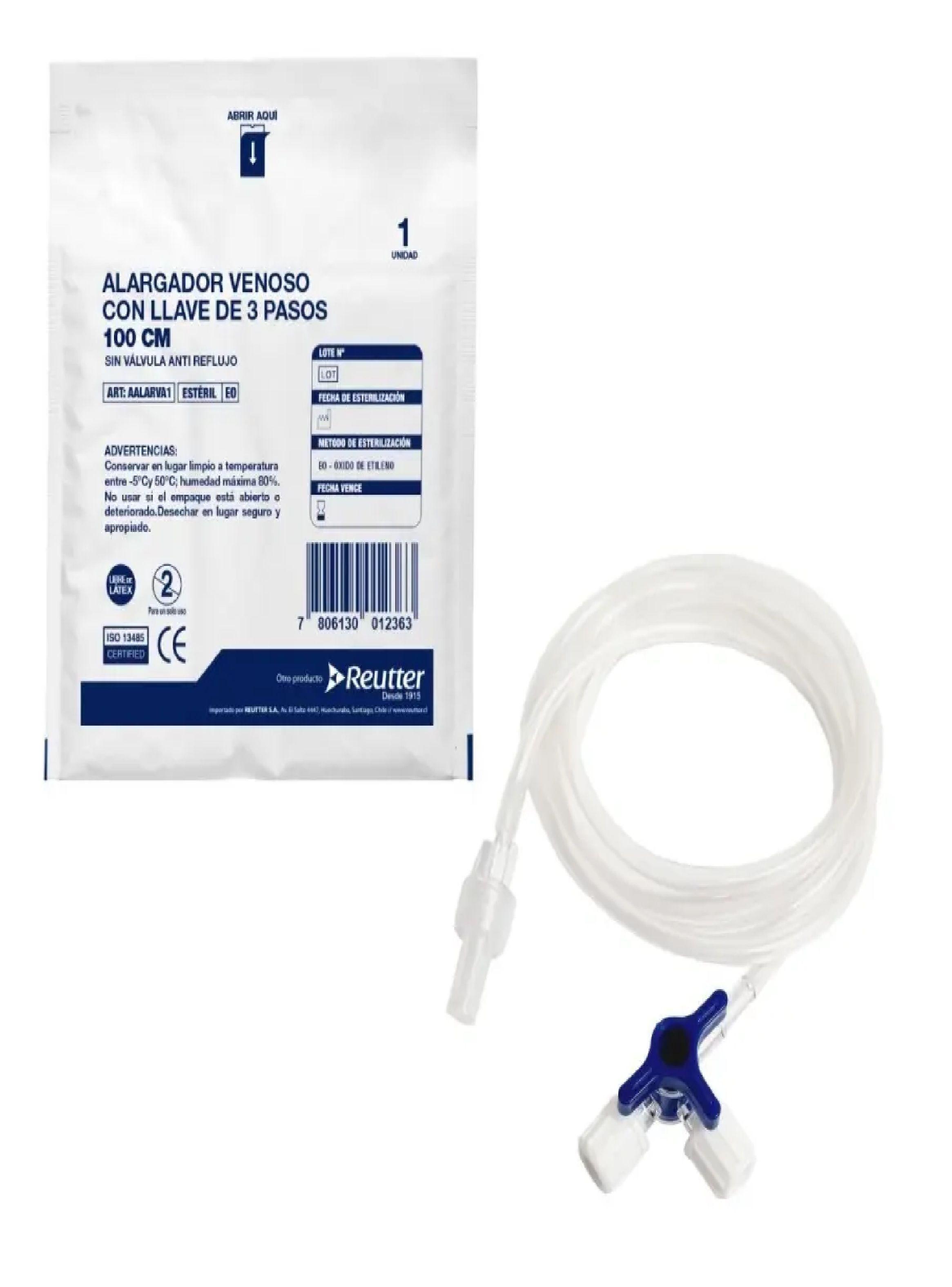 Alargador Venoso Con Llave 3 Pasos 100cm 50uni Cranberry-3