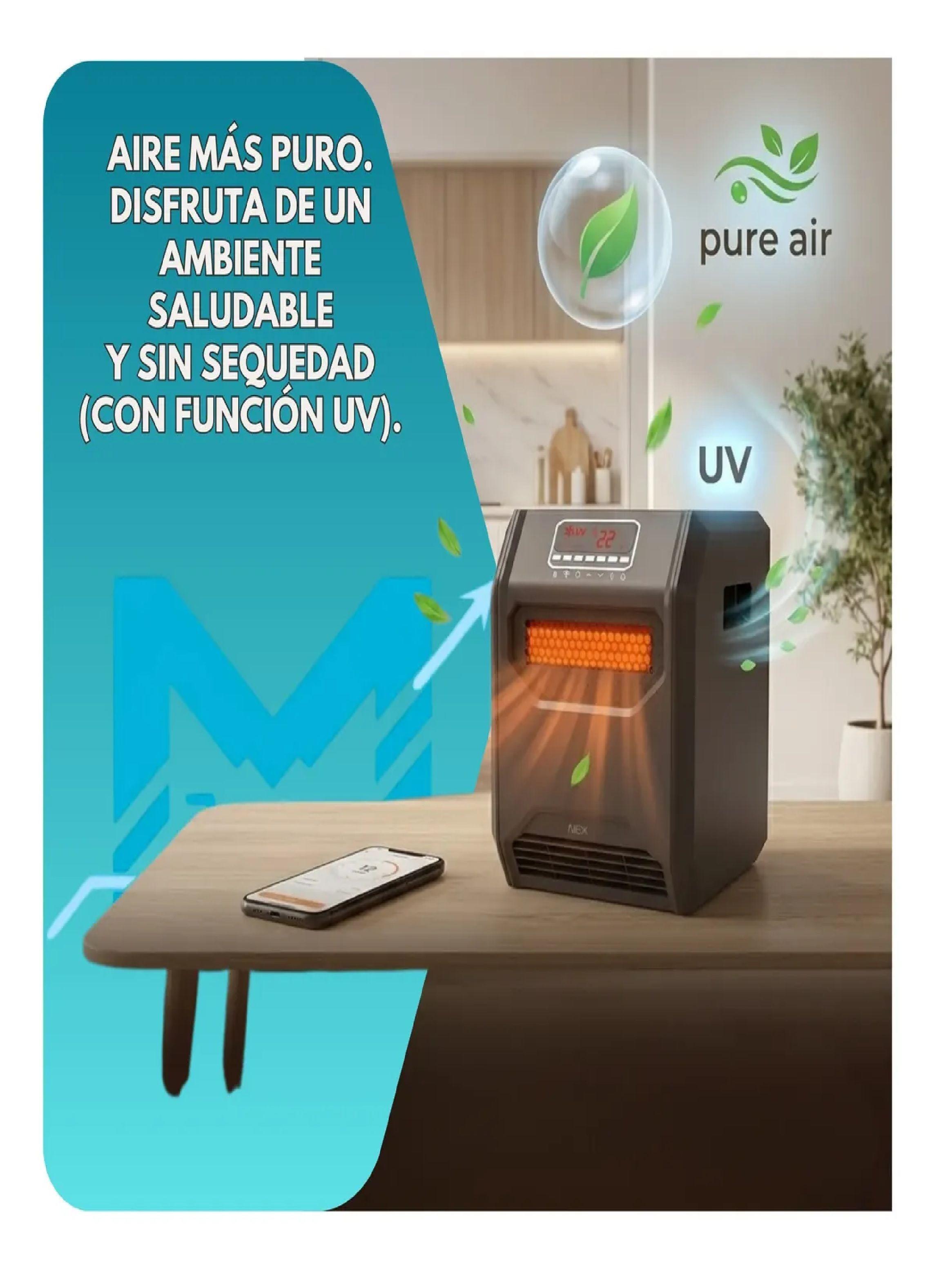 Estufa Infrarroja Nex 1500w Calor Digital Eficiente Wifi-2