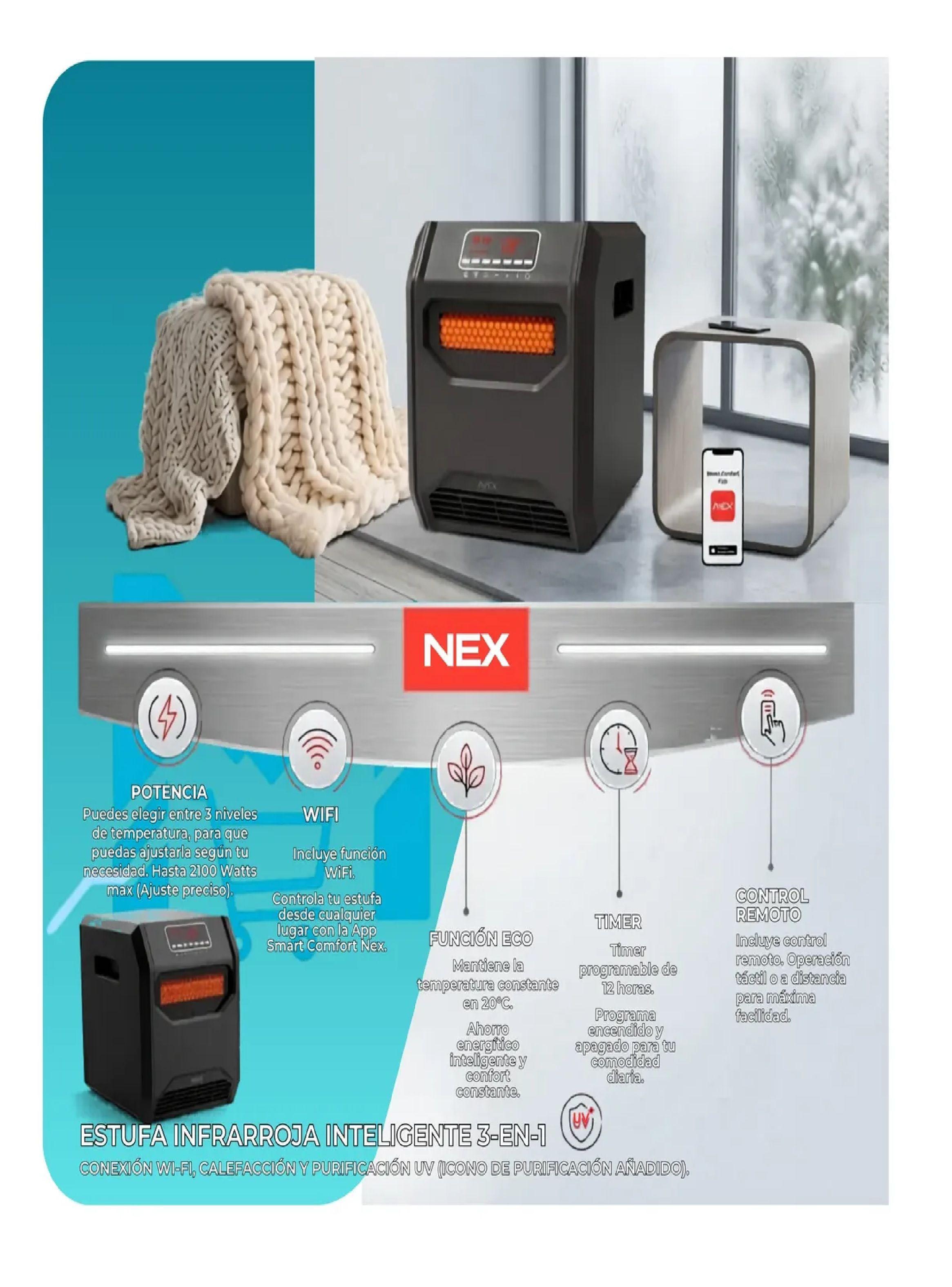 Estufa Infrarroja Nex 1500w Calor Digital Eficiente Wifi-3