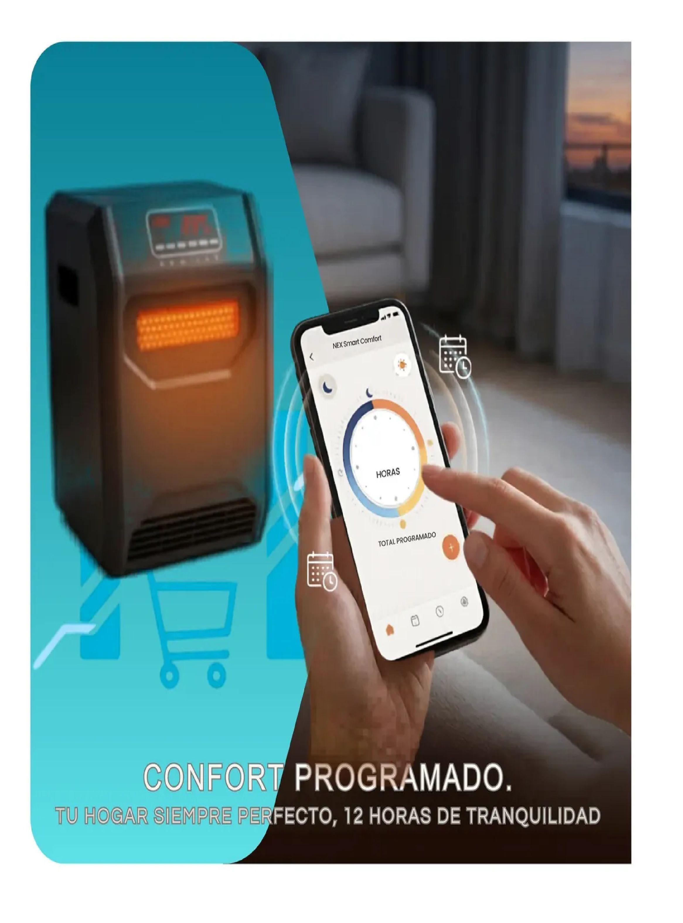 Estufa Infrarroja Nex 1500w Calor Digital Eficiente Wifi-5