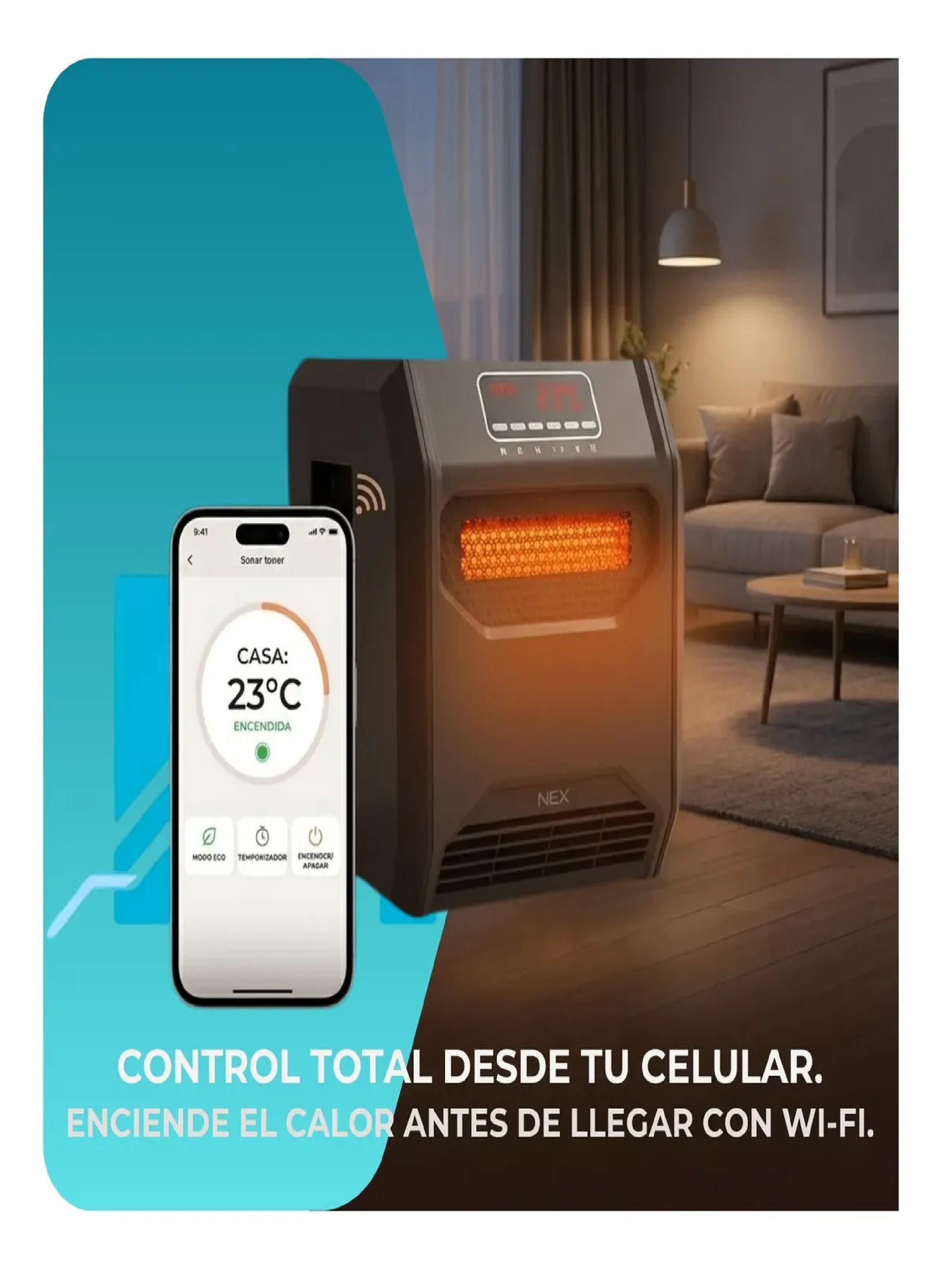 Estufa Infrarroja Nex 1500w Calor Digital Eficiente Wifi-6