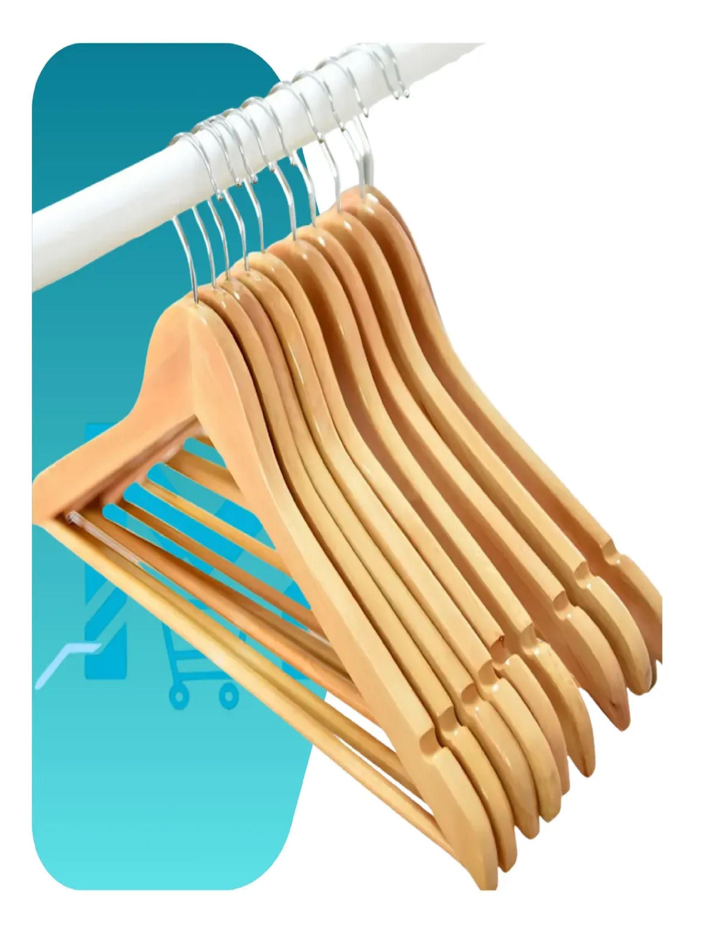 Pack X5 Set 8 Colgadores De Madera 40 Uni Ganchos Perchas-2