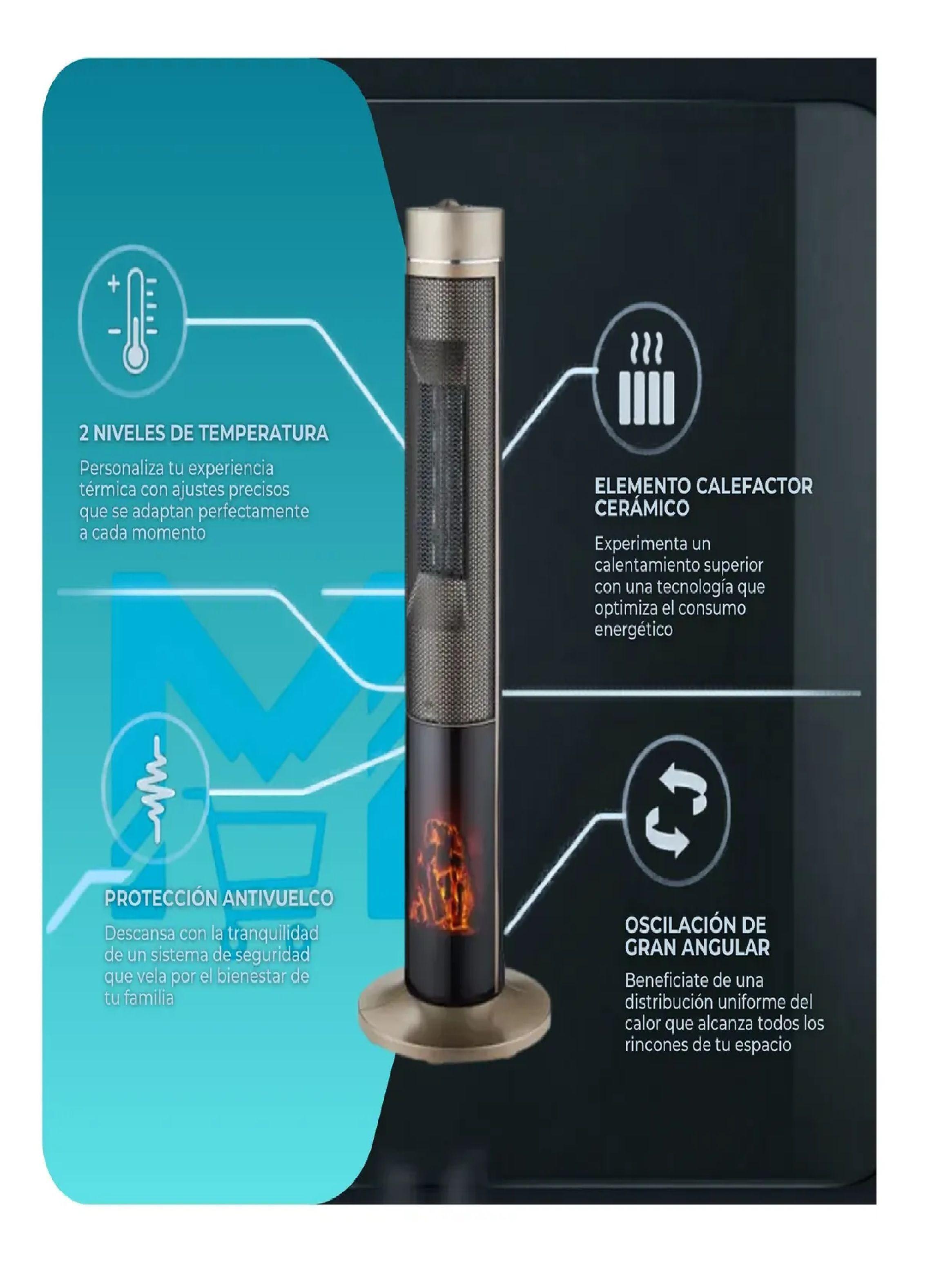 Estufa Torre Nex 2000w Efecto Chimenea Exterior E Inerior-3