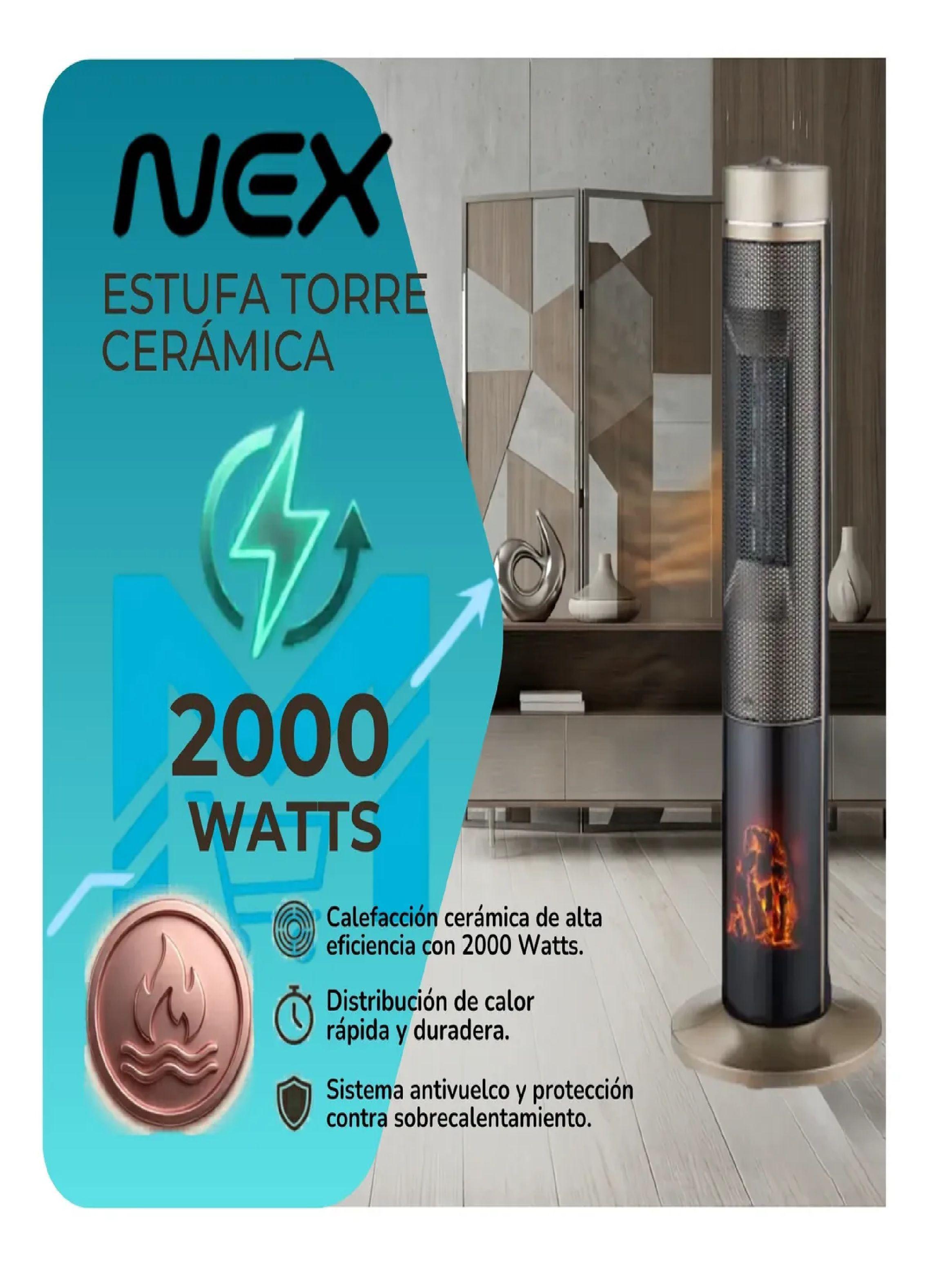 Estufa Torre Nex 2000w Efecto Chimenea Exterior E Inerior-4