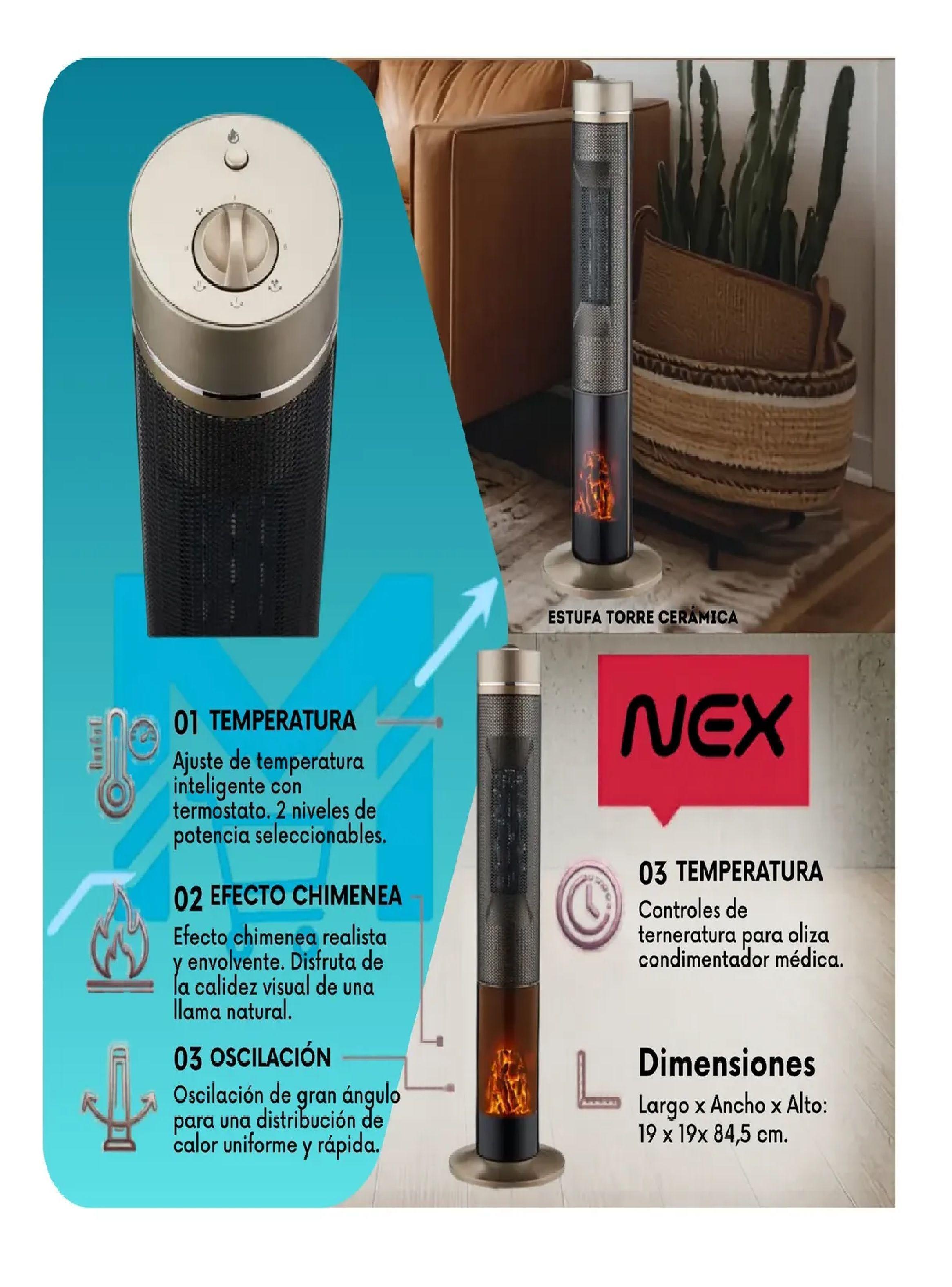 Estufa Torre Nex 2000w Efecto Chimenea Exterior E Inerior-6