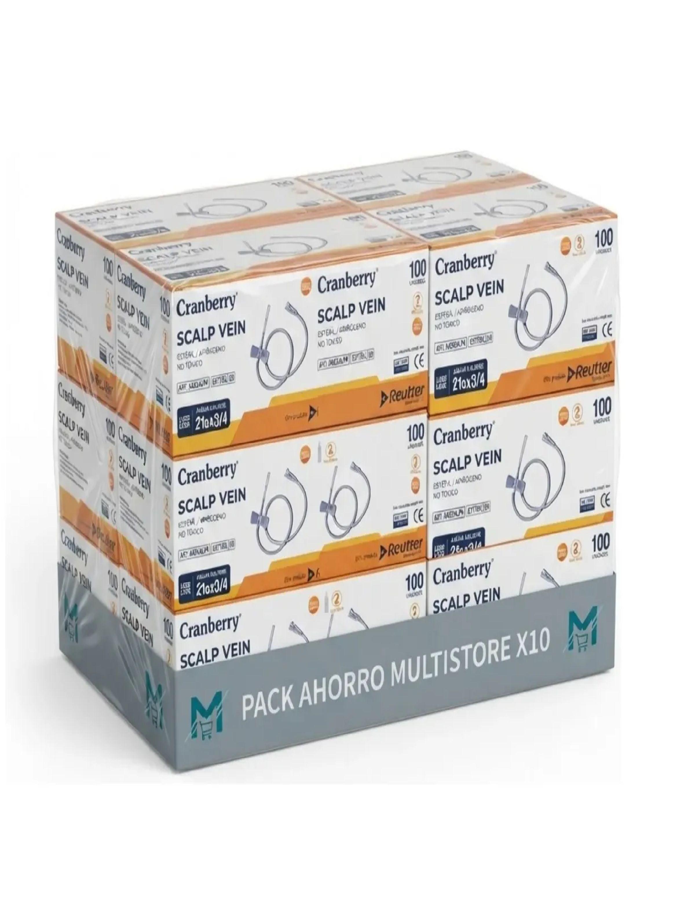 Aguja Mariposa 21g X Tres Cuartos Cranberry Scalp Vein Pack 1000 Un-0