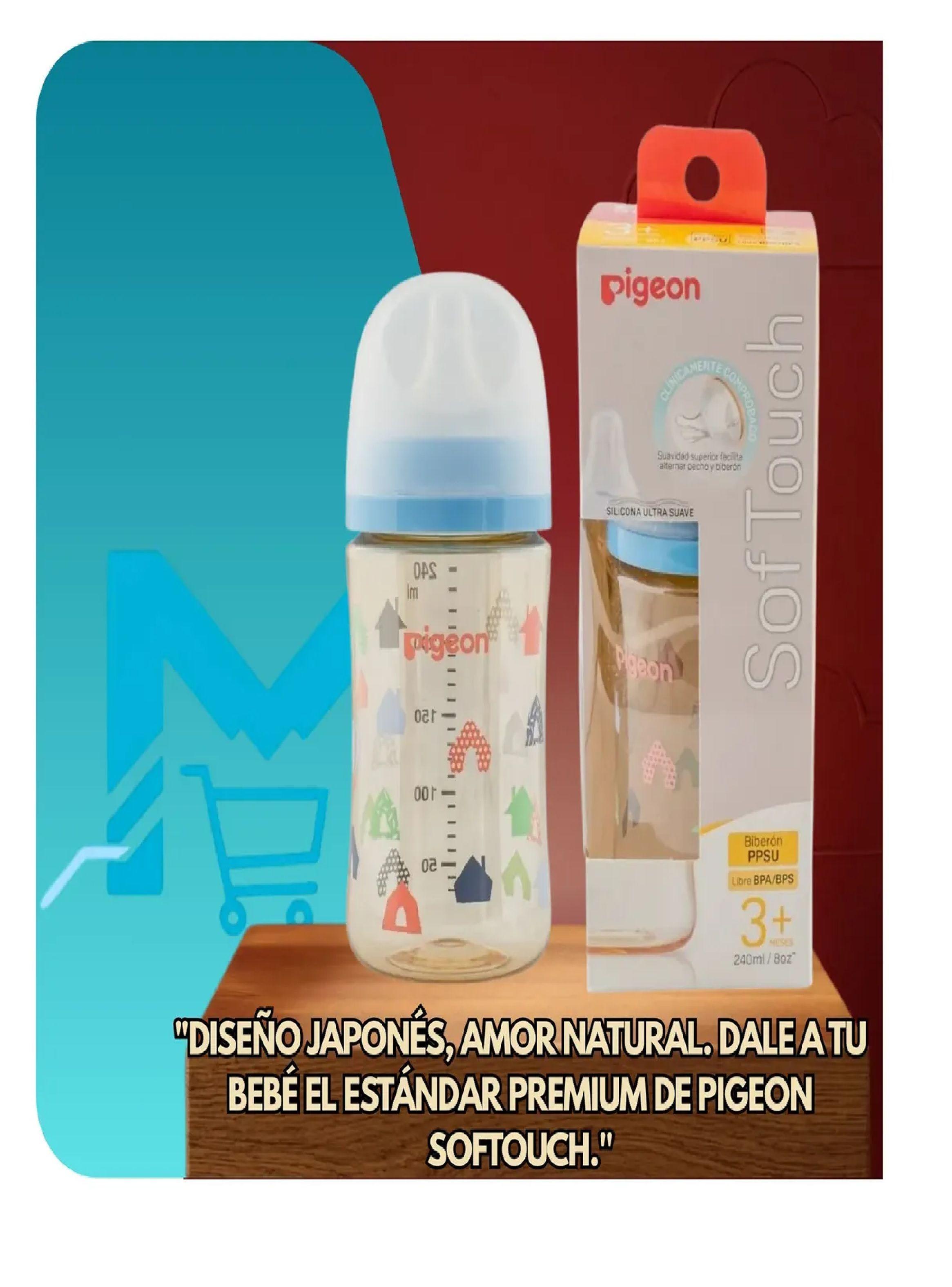 Biber n mamadera Softouch Pigeon Ppsu 240ml Dise o Anticolico Azul-1