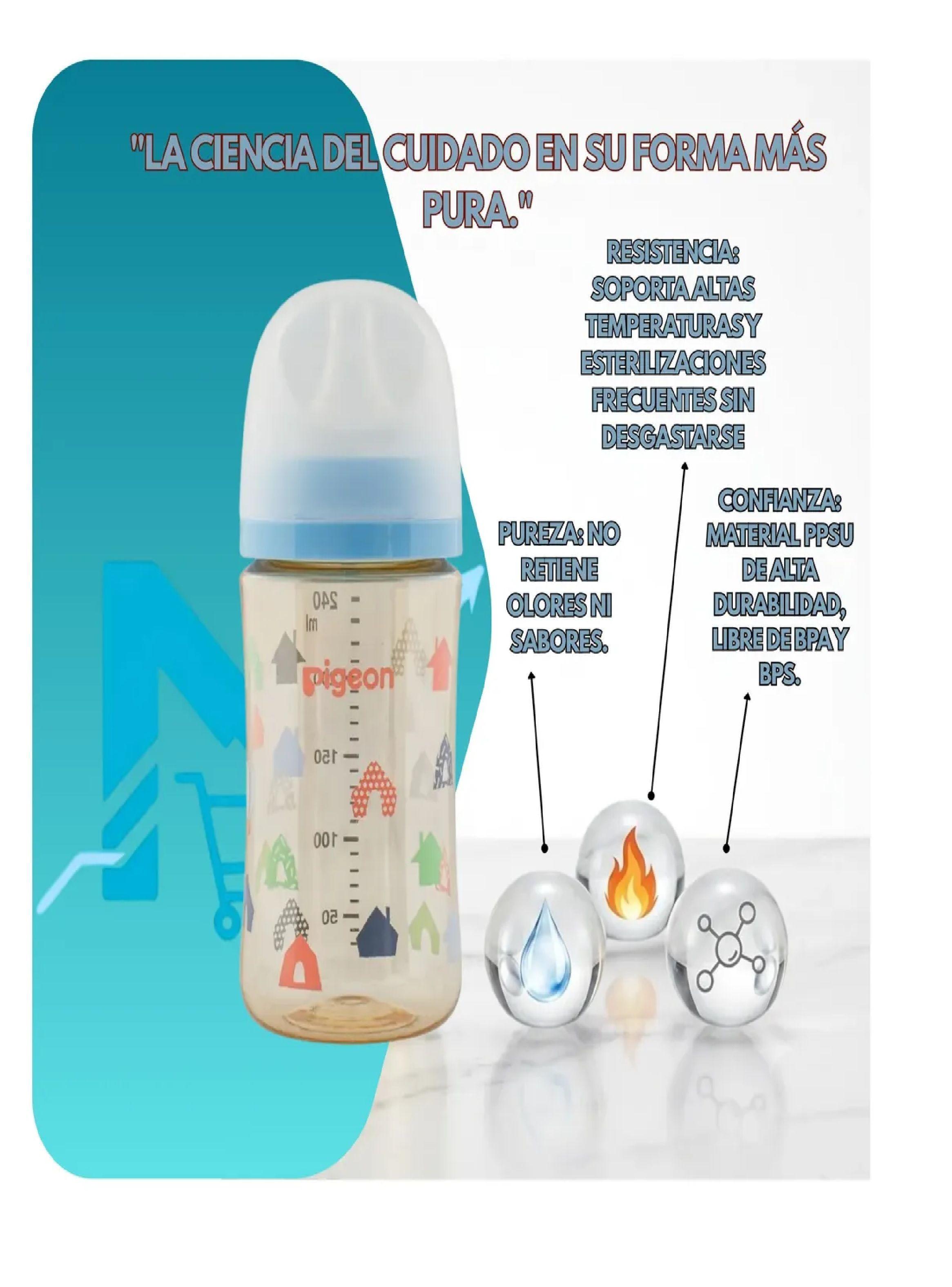 Biber n mamadera Softouch Pigeon Ppsu 240ml Dise o Anticolico Azul-3