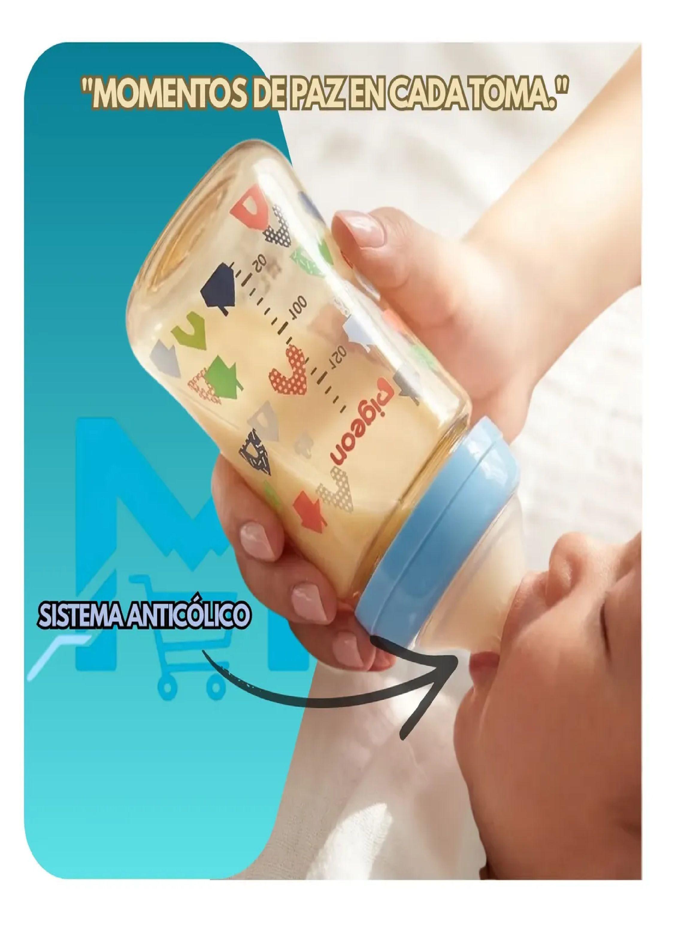 Biber n mamadera Softouch Pigeon Ppsu 240ml Dise o Anticolico Azul-5