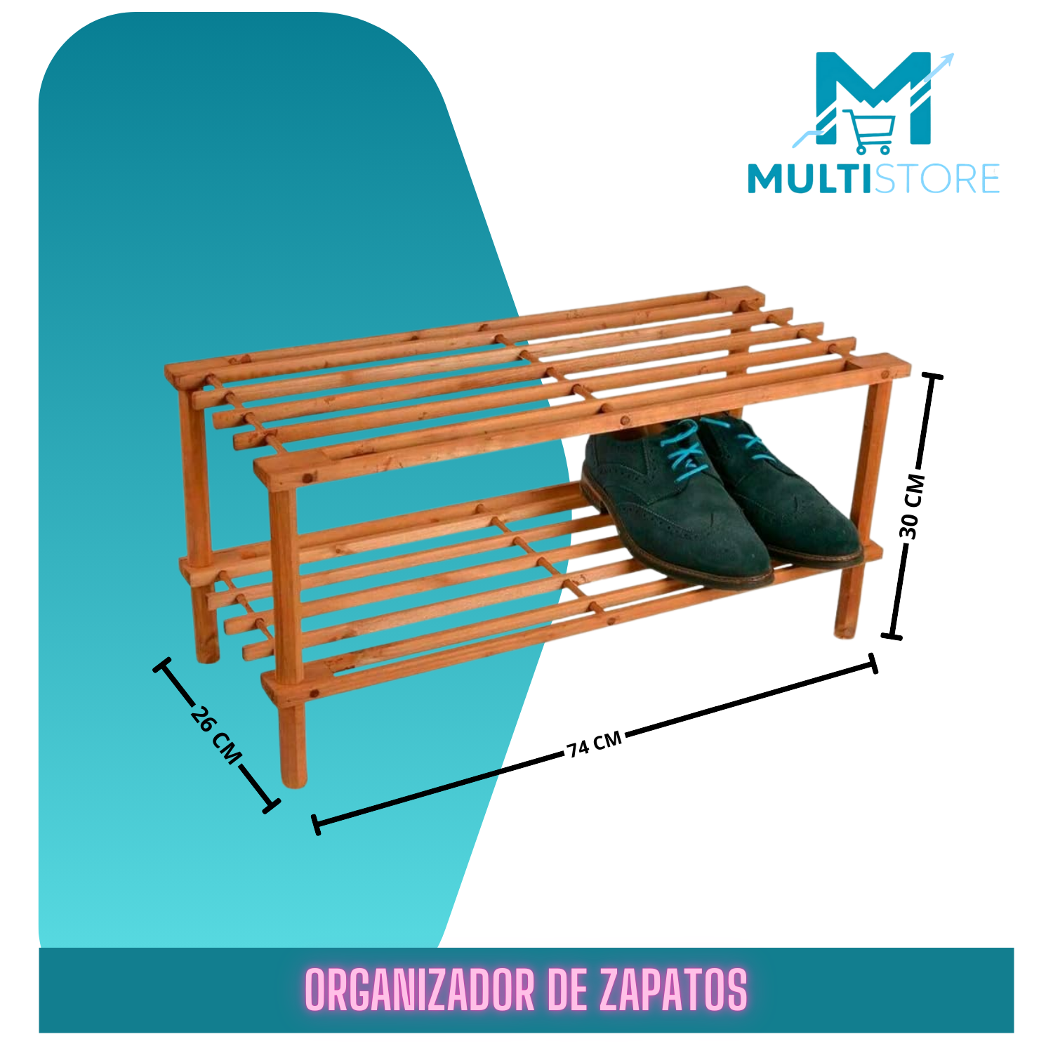 Rack Zapatero Madera Con 2 Niveles 74x30x26 Cm-2