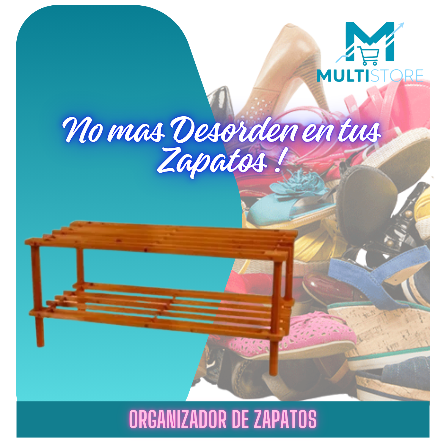 Rack Zapatero Madera Con 2 Niveles 74x30x26 Cm-4