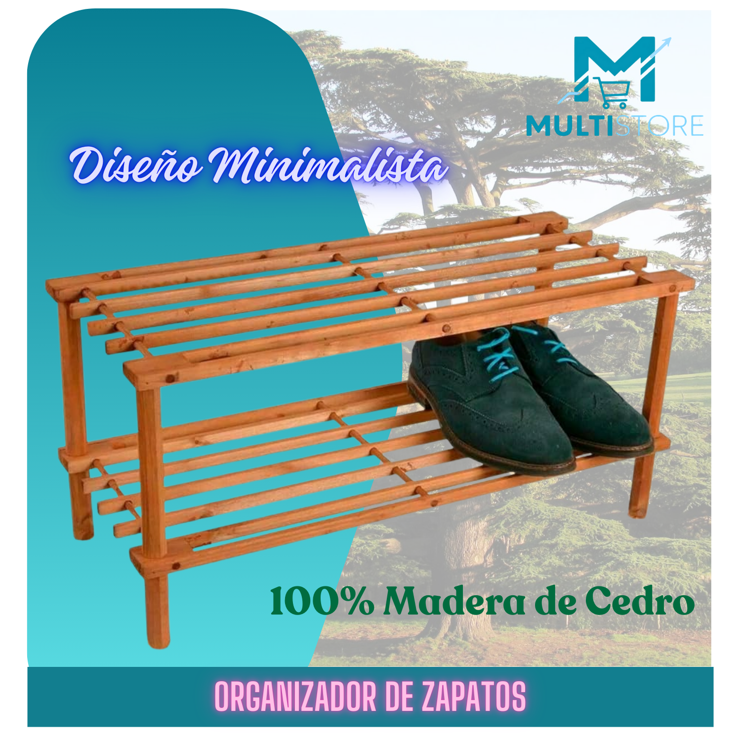 Rack Zapatero Madera Con 2 Niveles 74x30x26 Cm-5