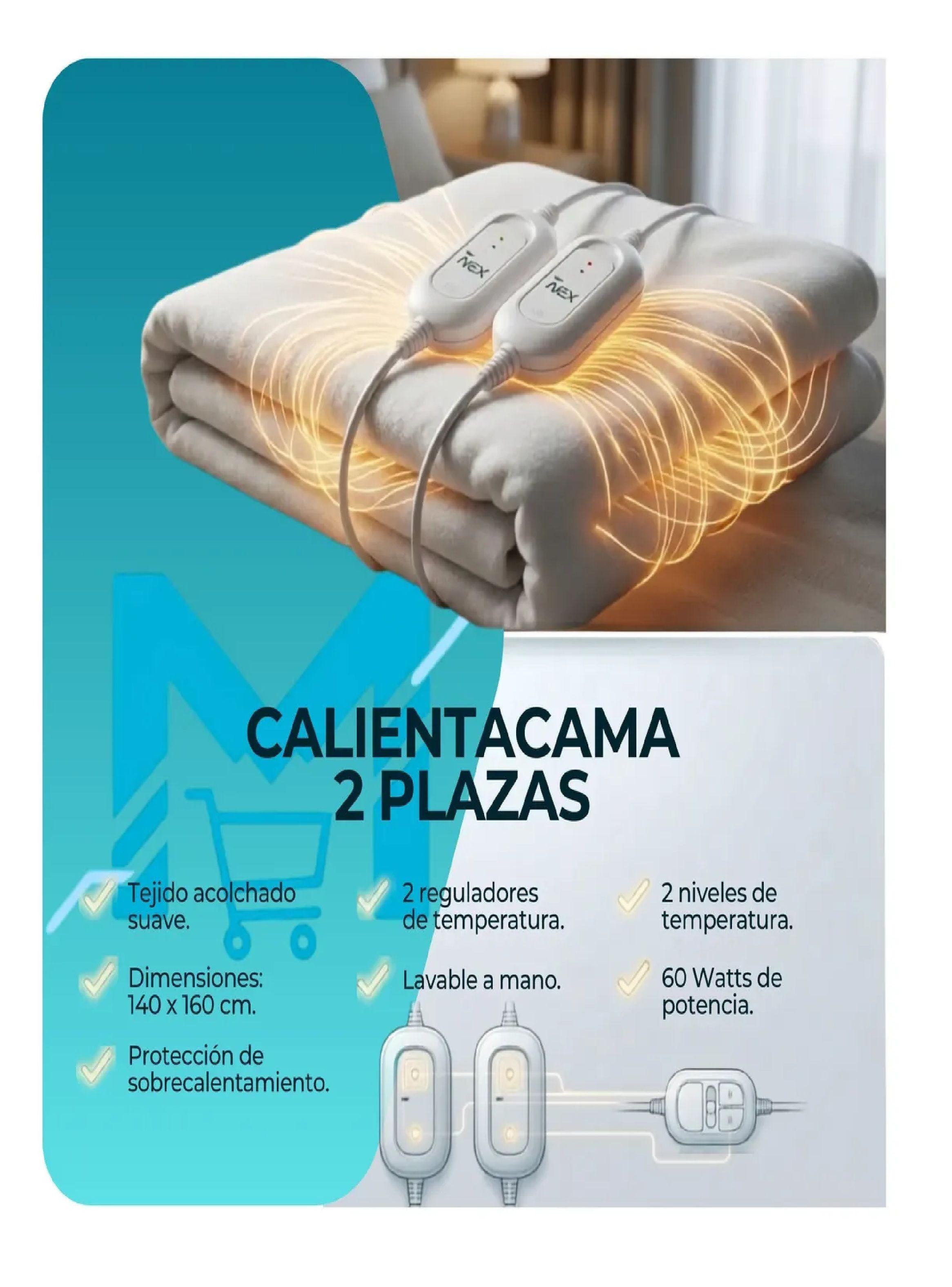 Pack X2 Calientacama 2 Plazas Nex 2x60w Cc2504 Blanco-3