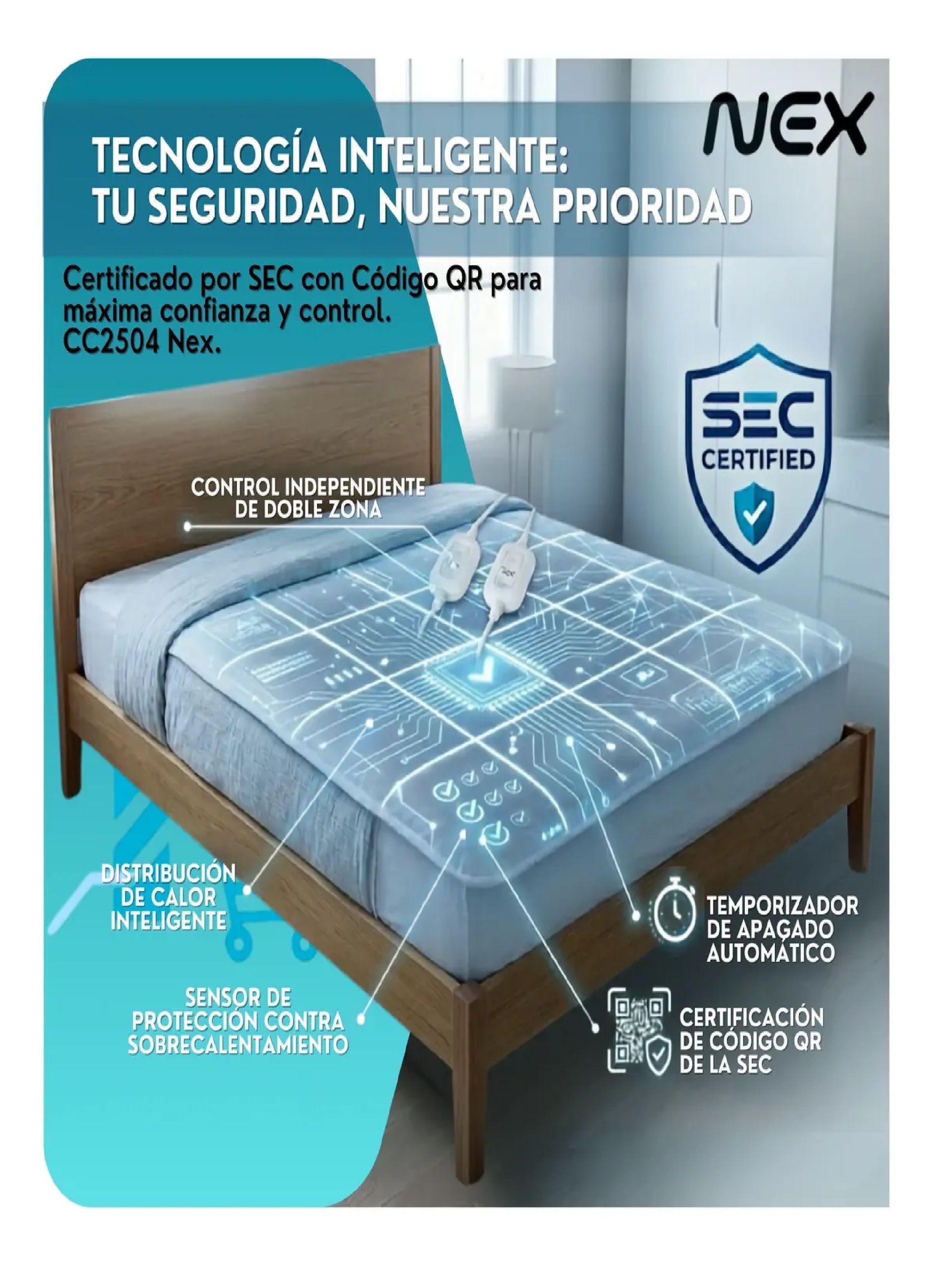 Pack X2 Calientacama 2 Plazas Nex 2x60w Cc2504 Blanco-4