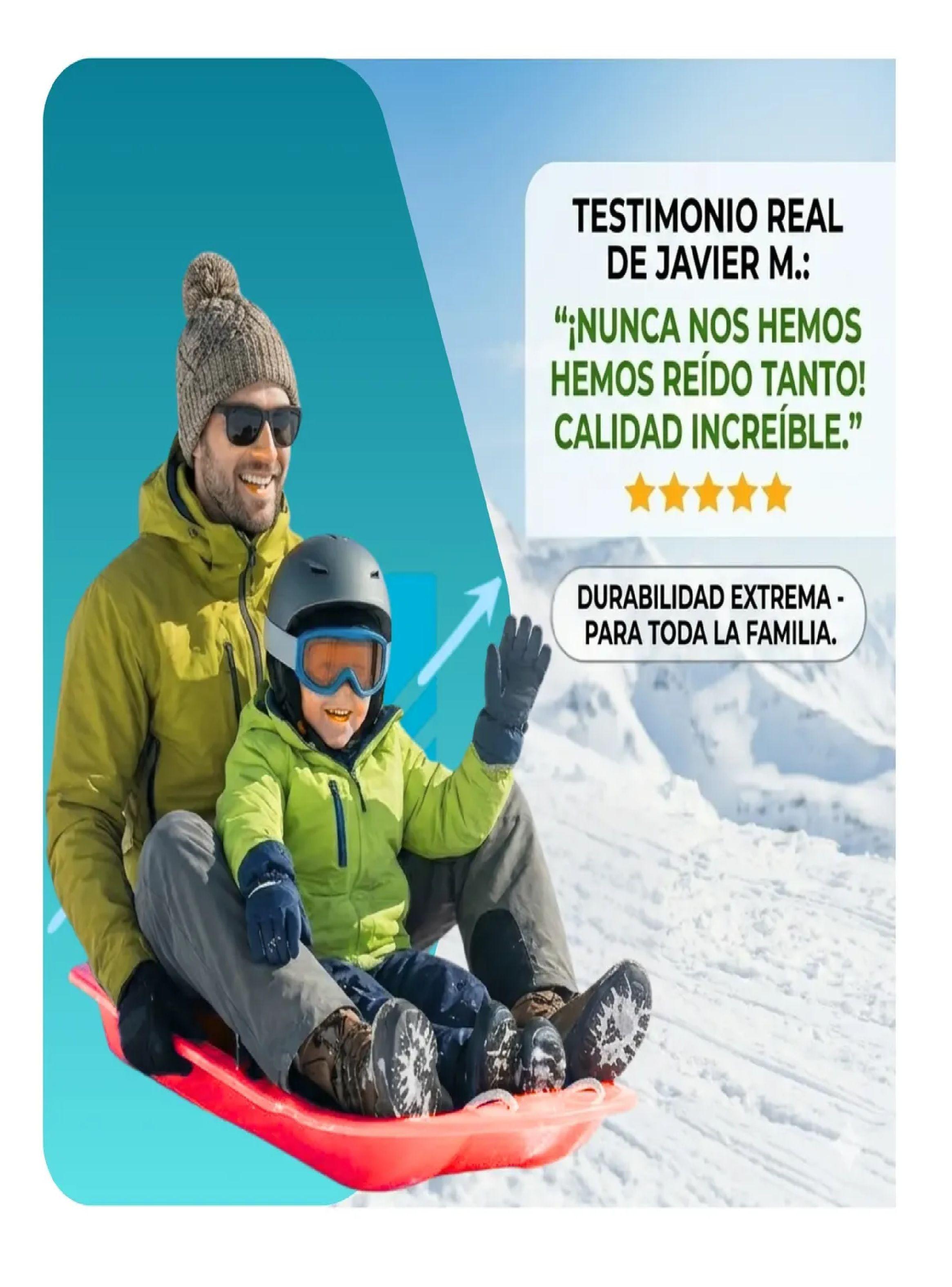 Trineo Nieve Deslizante Con Agarre Y Cuerda Ni os Y Adultos Rojo-2