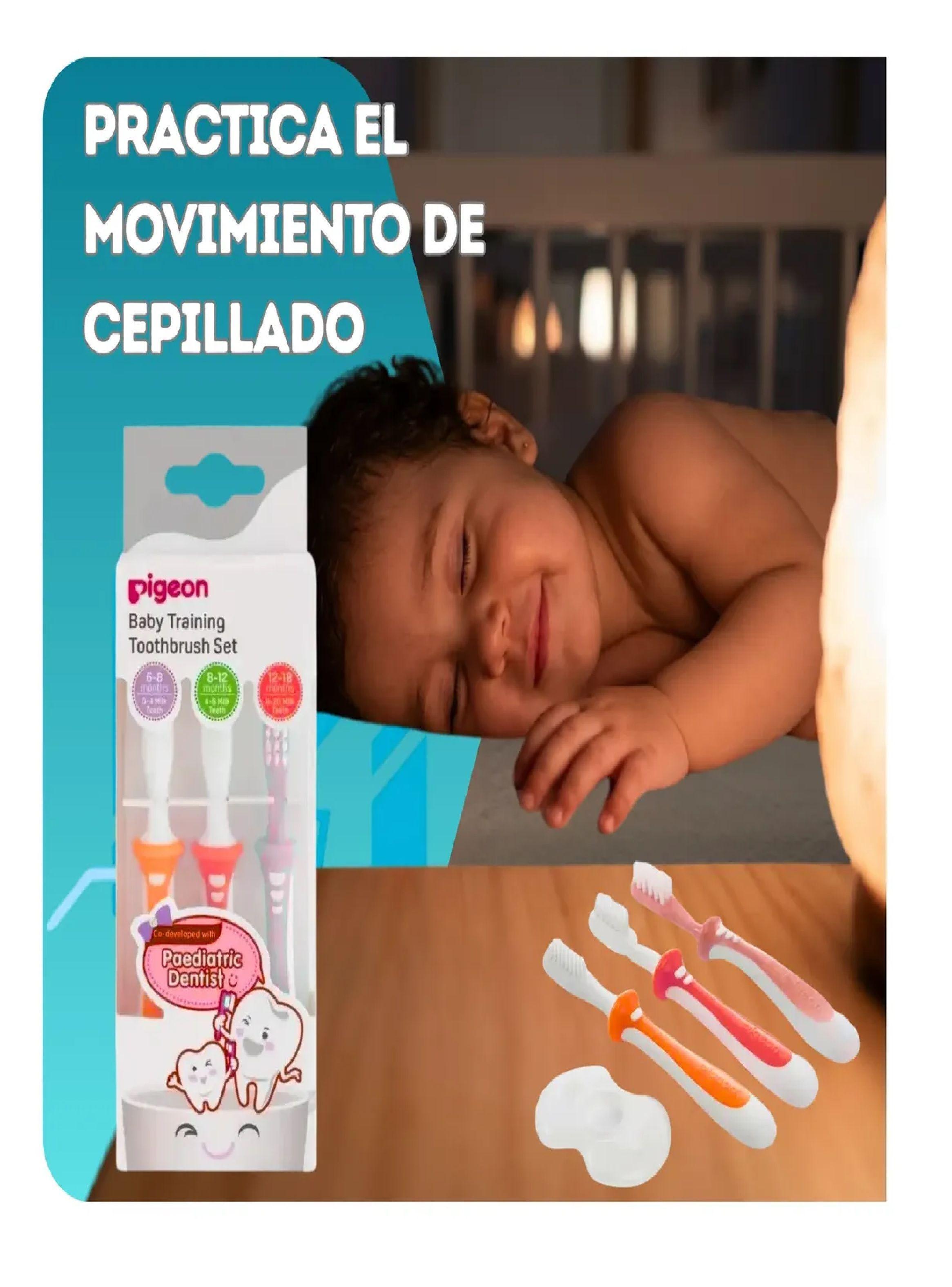 Set De Cepillos Dentales Aprendizaje Pigeon 3 Etapas Bebe Rosa-2