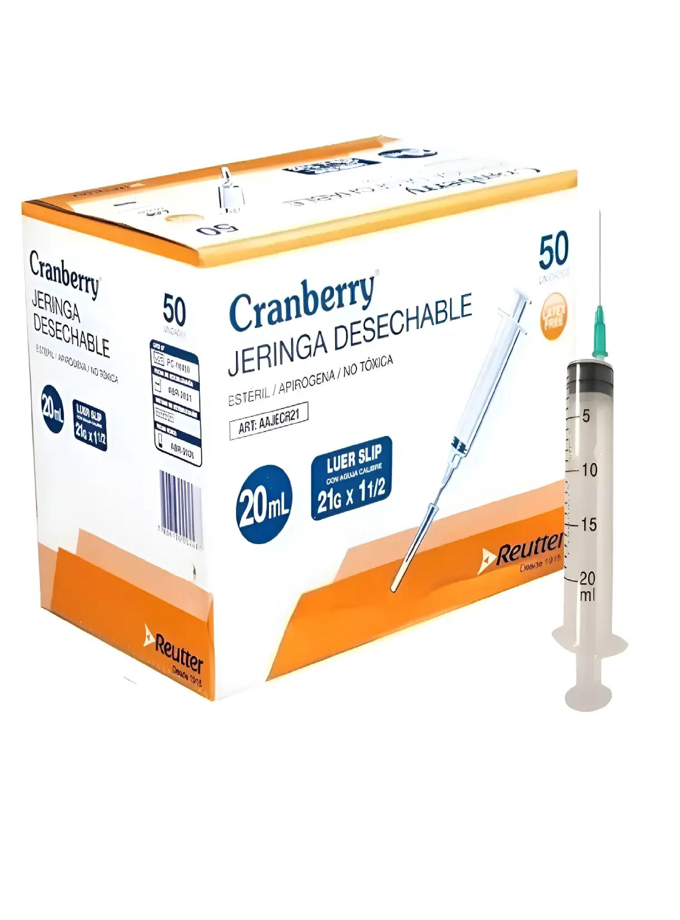 Jeringa Desechable 20cc 21g X 1 Media Luer Slip Caja 50 Unid-0