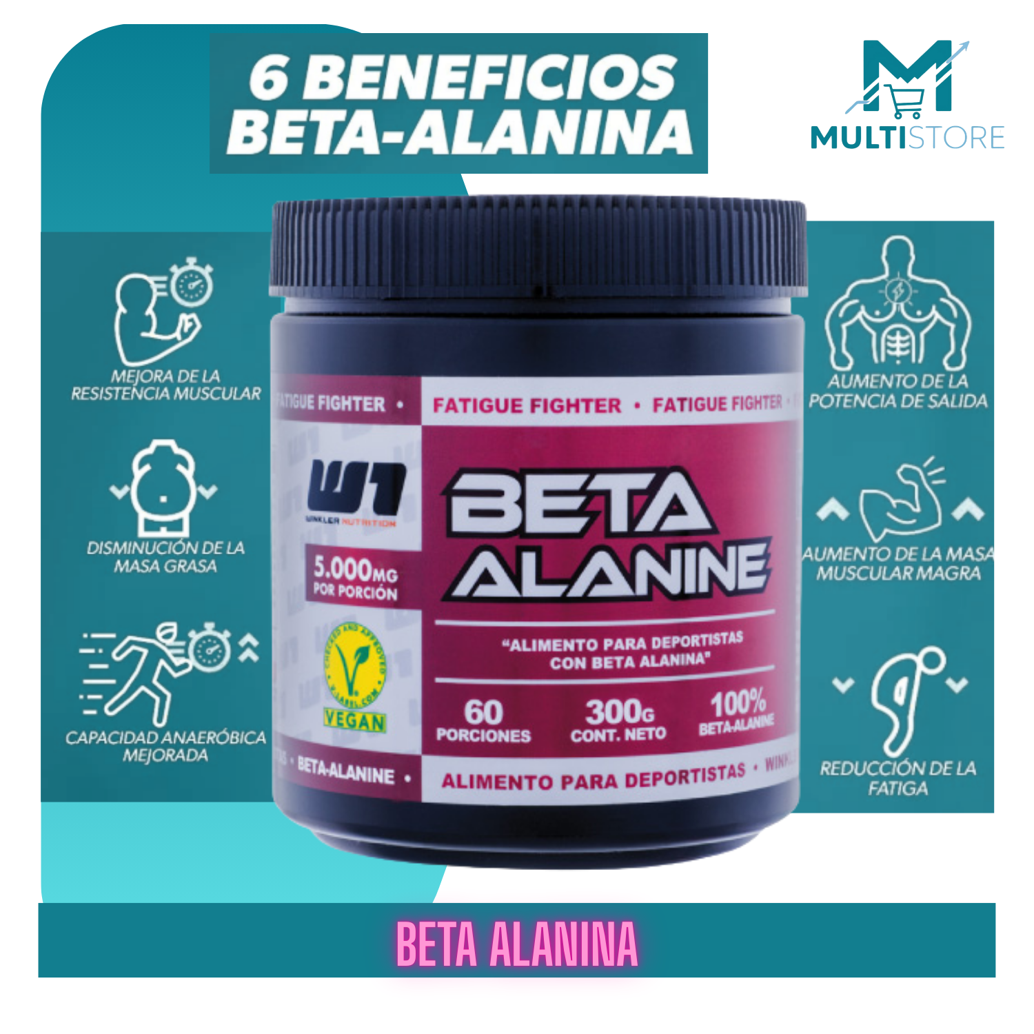 Beta Alanina 300 G Winkler Nutrition Potencia Y Resistencia sabor Neutro-3