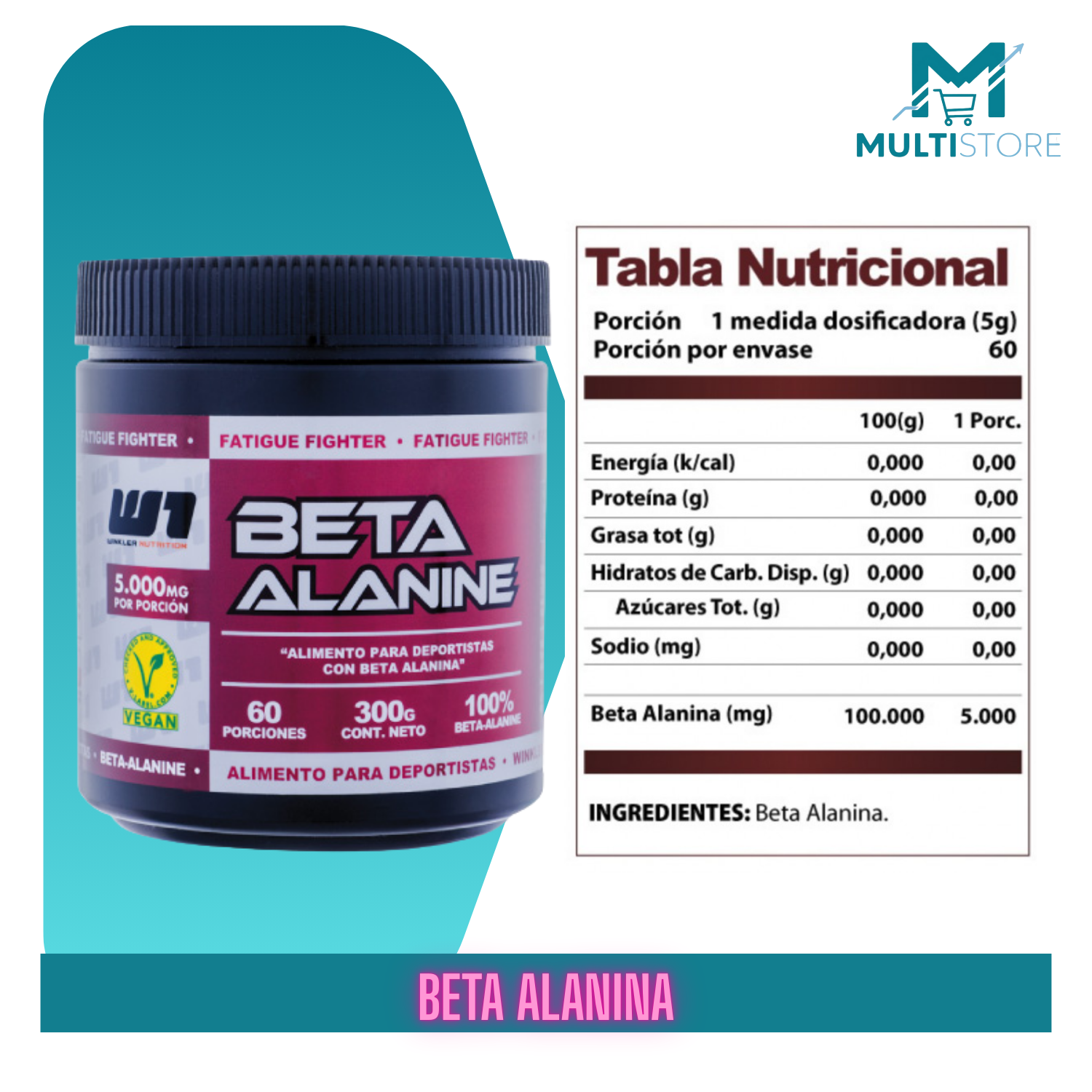 Beta Alanina 300 G Winkler Nutrition Potencia Y Resistencia sabor Neutro-5