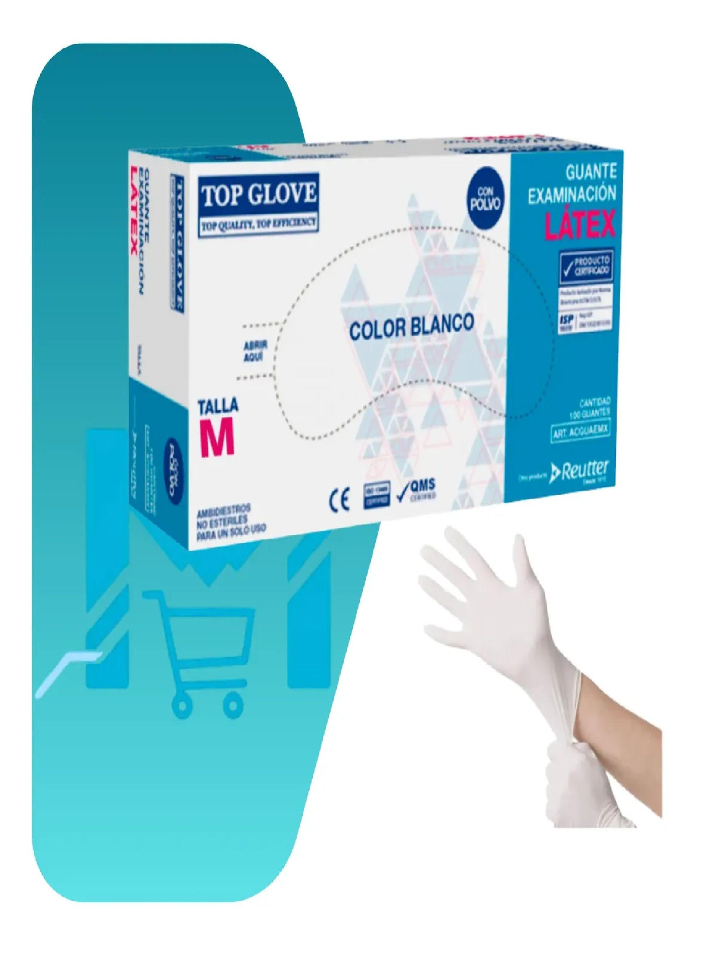 Guantes Latex Examen Con Polvo 500 Unds Top Glove Talla M-5
