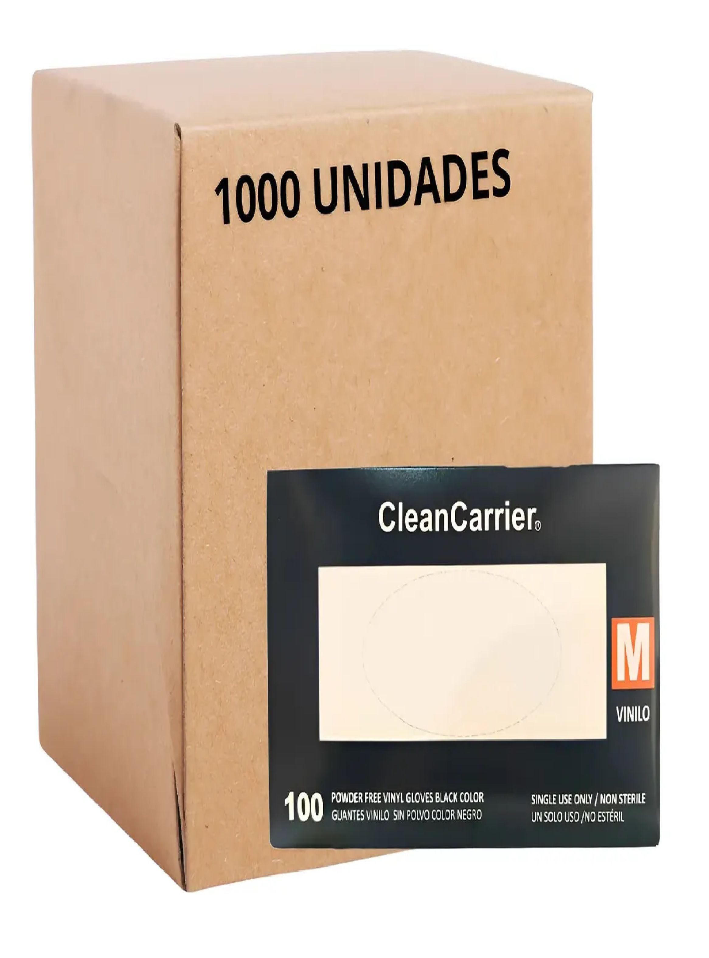 Pack x1000 Guantes De Vinilo Negro Cleancarrier Bioseguridad Talla M-0