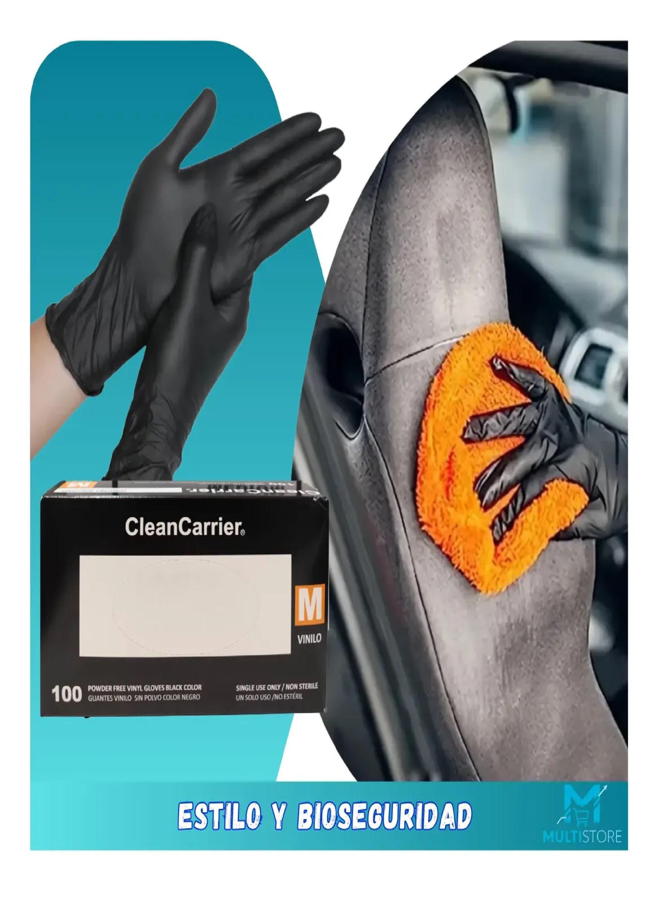 Pack x1000 Guantes De Vinilo Negro Cleancarrier Bioseguridad Talla M-3