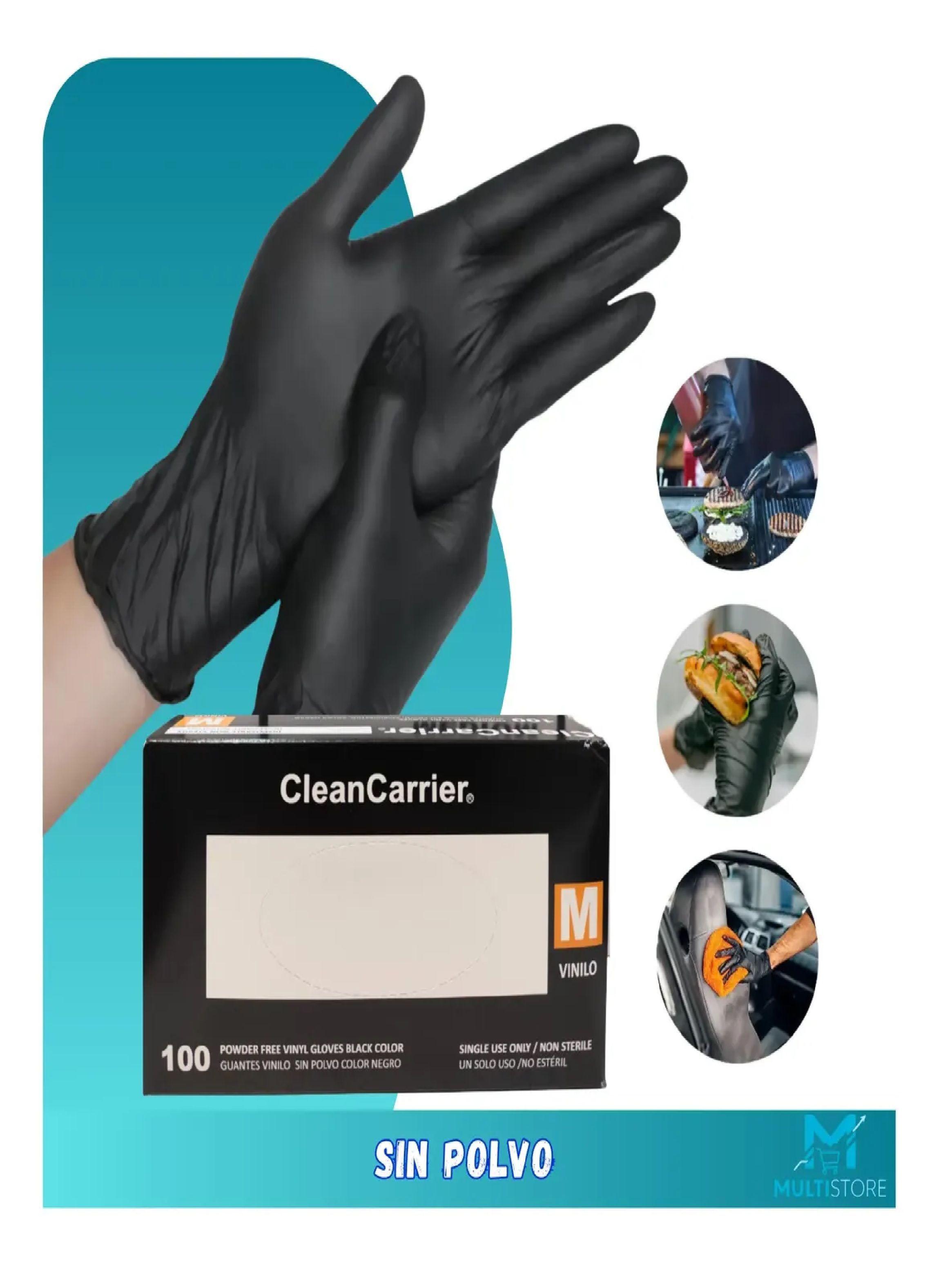 Pack x1000 Guantes De Vinilo Negro Cleancarrier Bioseguridad Talla M-4