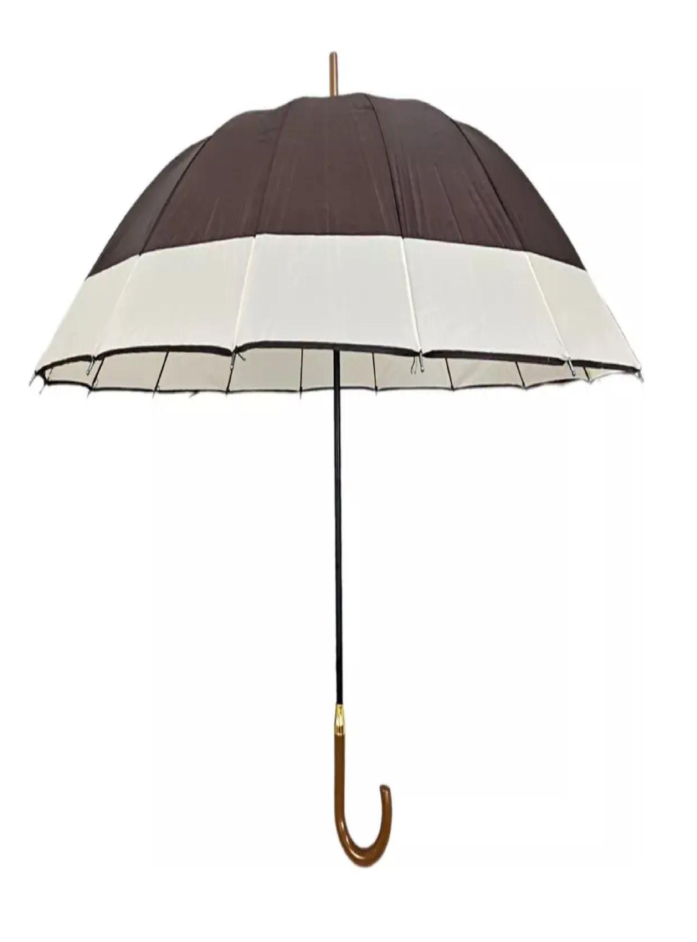 Paraguas Automatico Impermeable 16 Varillas Marron-2