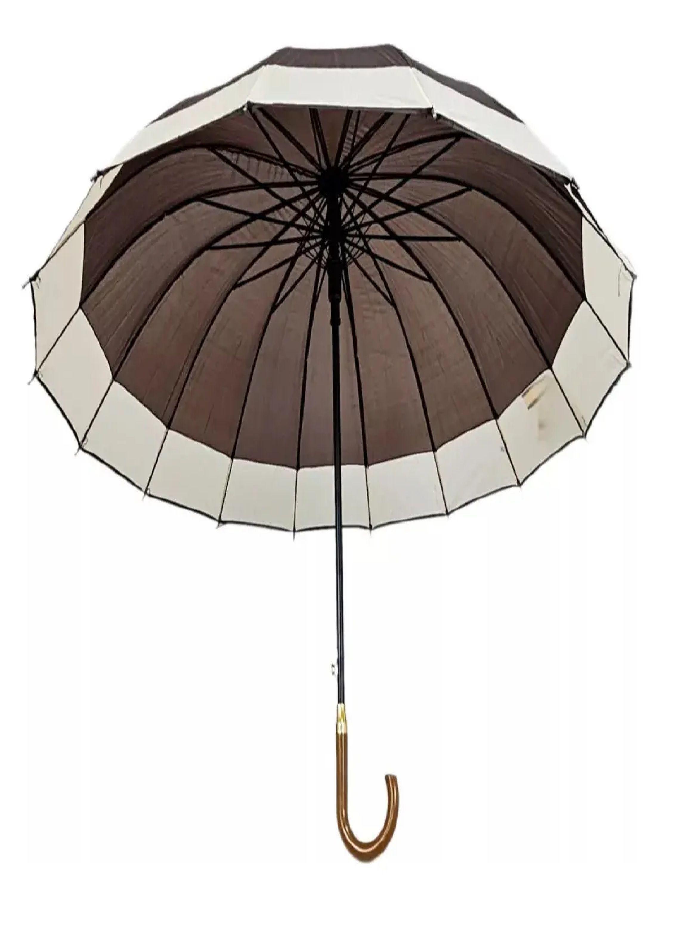 Paraguas Automatico Impermeable 16 Varillas Marron-3