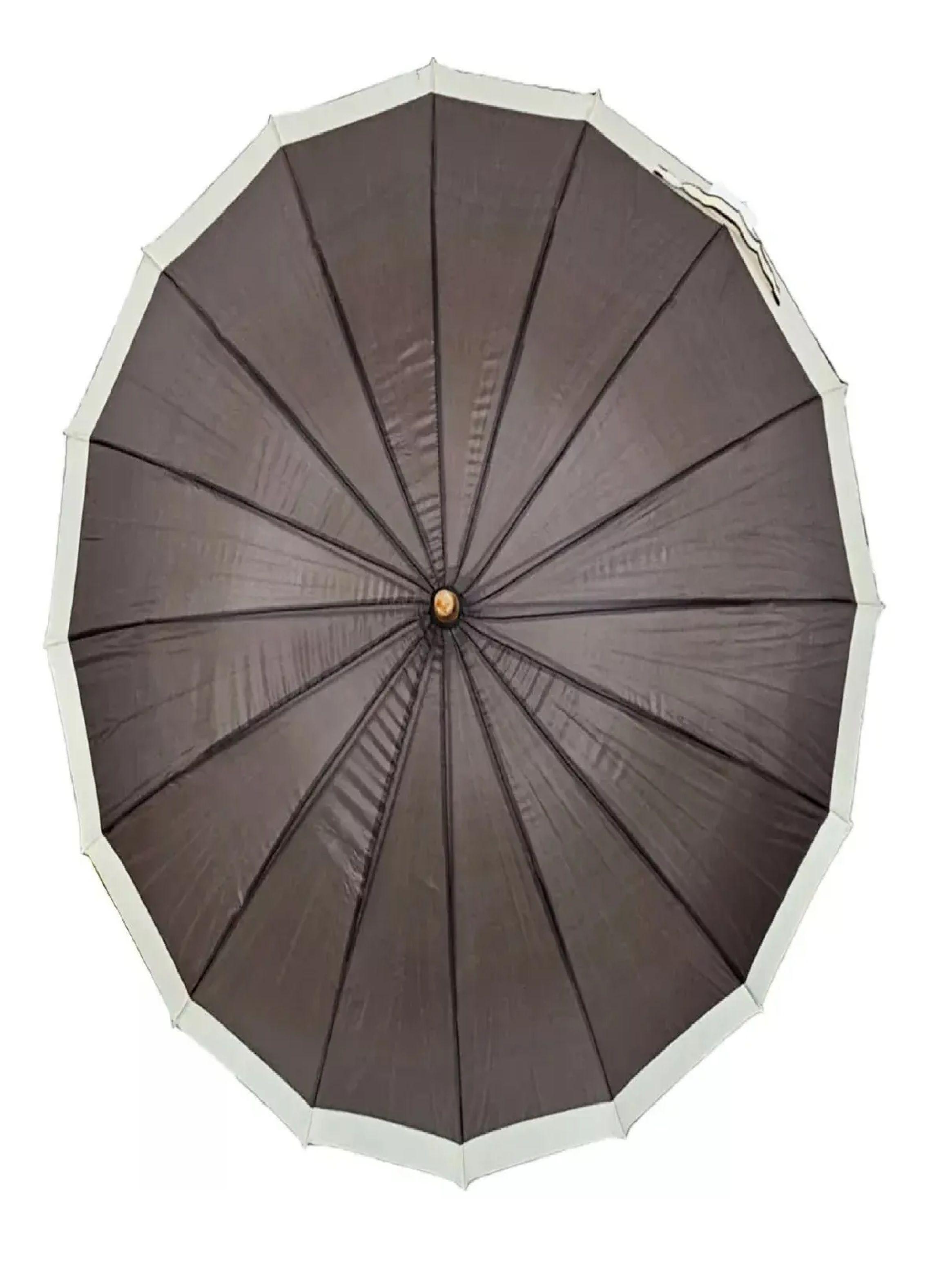 Paraguas Automatico Impermeable 16 Varillas Marron-5