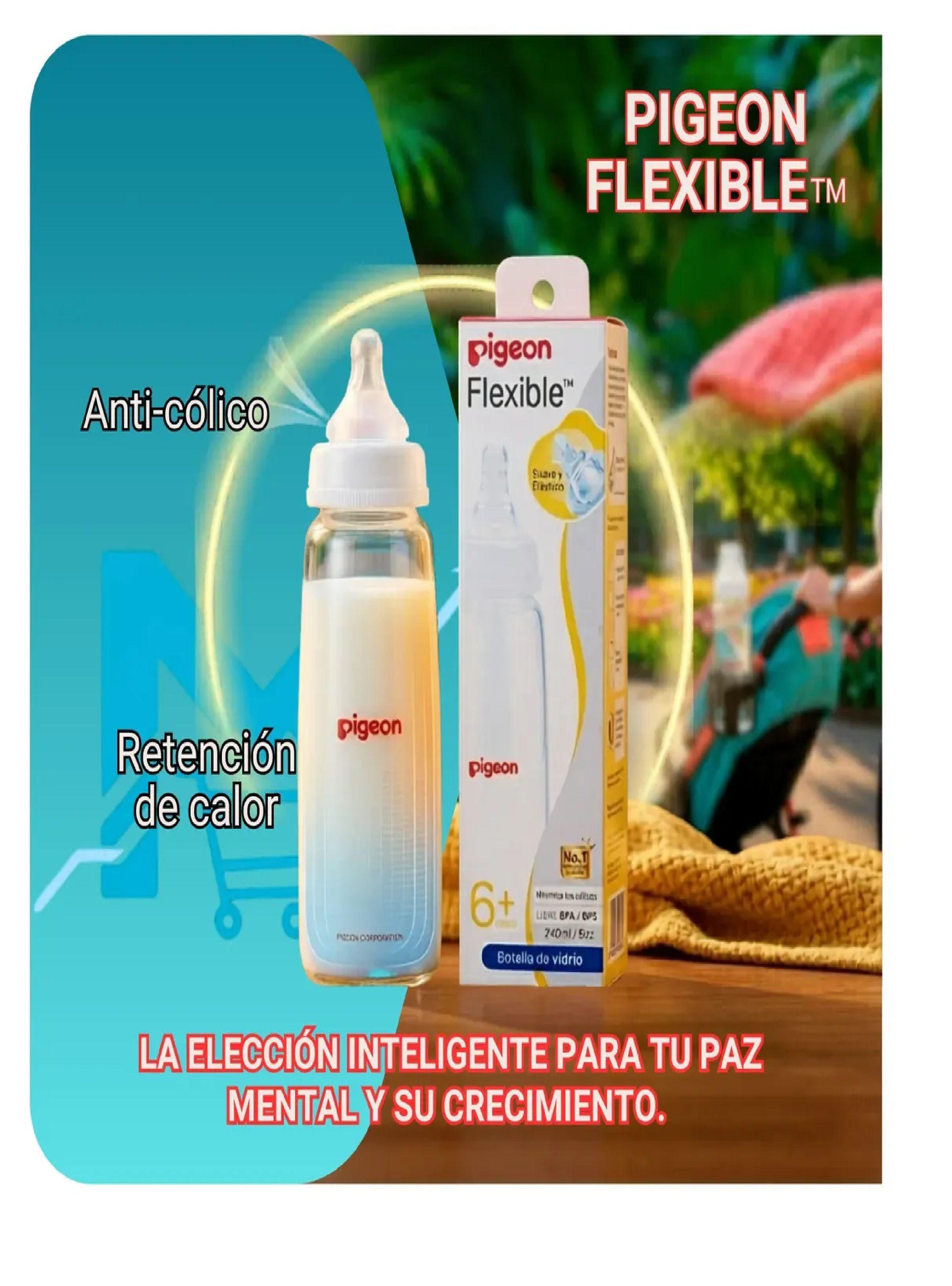 Biber n Vidrio Pigeon Boca Standard 240ml Flexible Mamadera-4